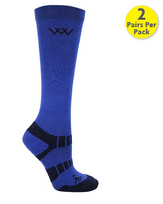 Woof Wear Young Rider Pro Riding Socks - Electric Blue & Navy - Performance Bamboo Socks