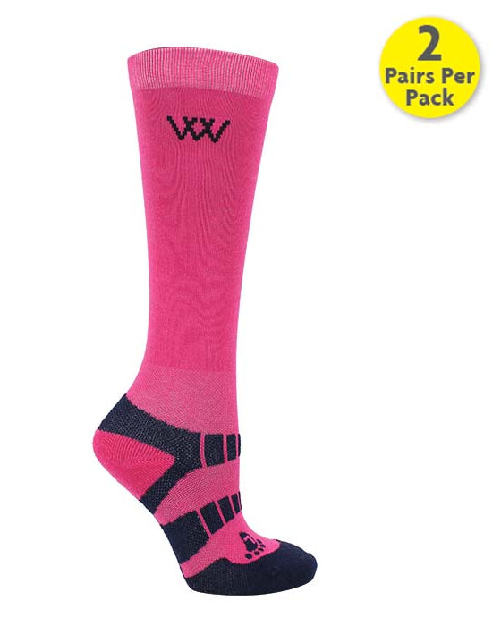 WOOF WEAR Young Rider Pro Pink & Navy Riding Socks - Performance equestrian socks for girls and boys!