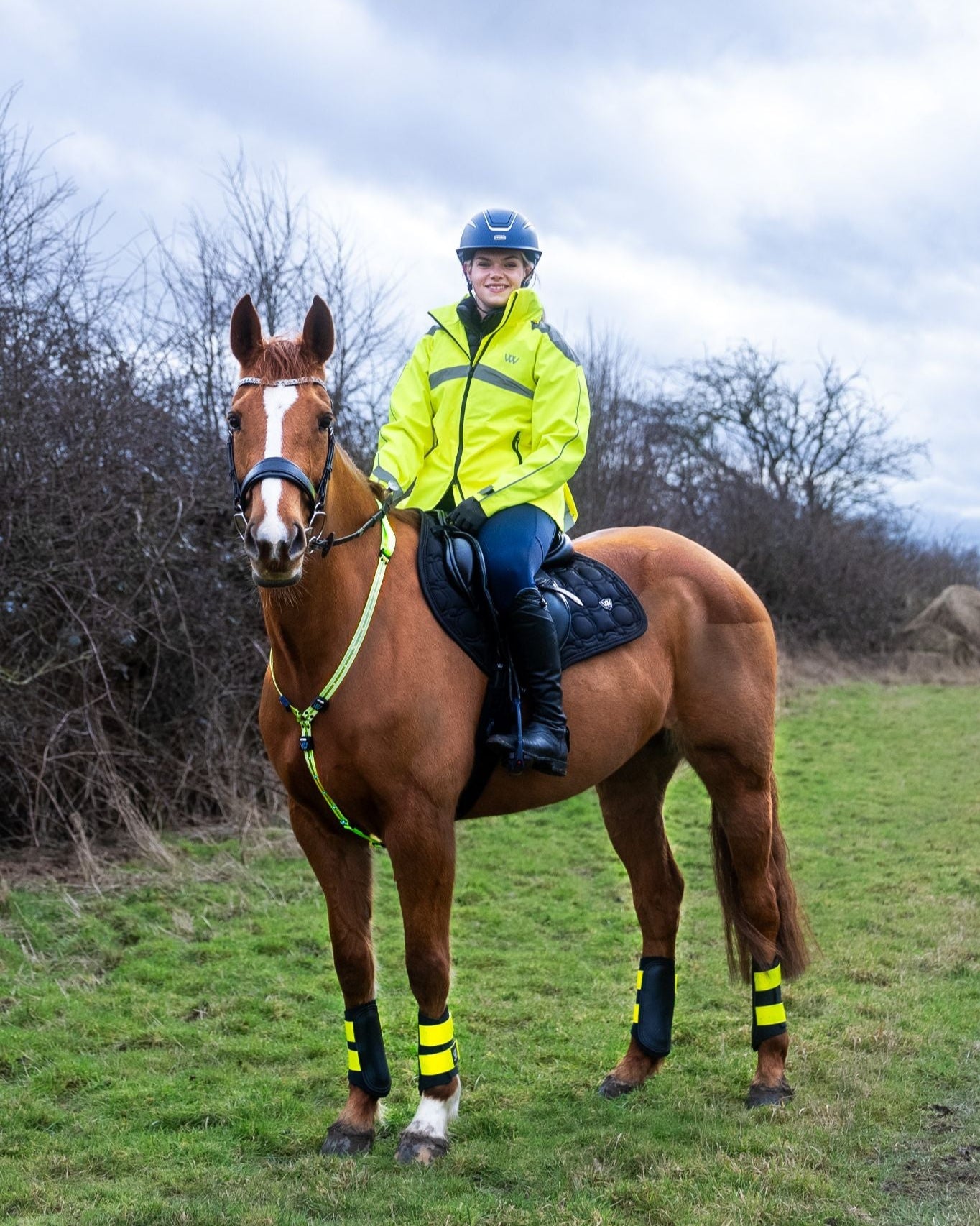 Horse Rider with Woof Wear Hi Viz LED Safety Gear: Enhanced Visibility for Safe Horse Riding, Equiflair