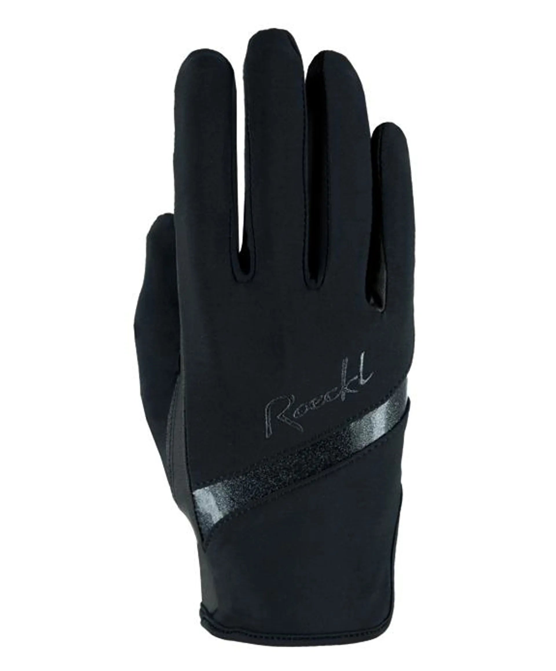 ROECKL Lorraine Black Riding Gloves: Glittery Design, Comfortable Fit, Secure Grip