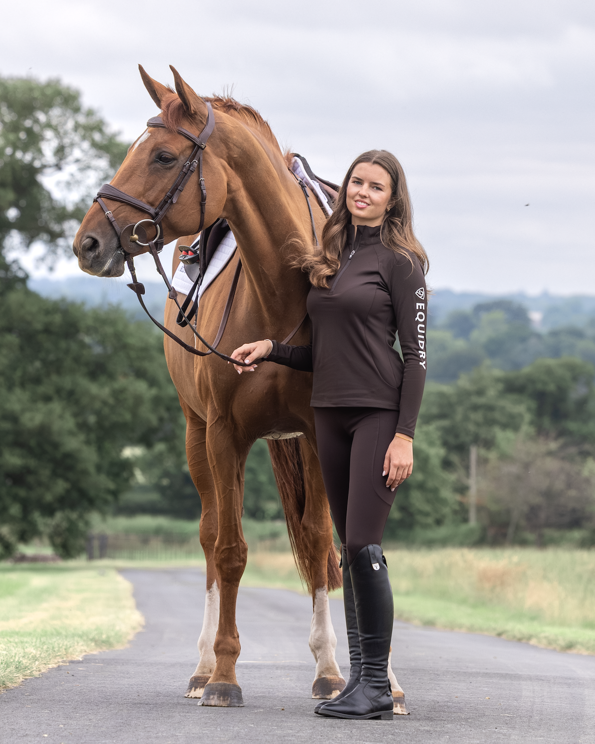 EQUIDRY Women's Water Repellent Base Layer Brown/White