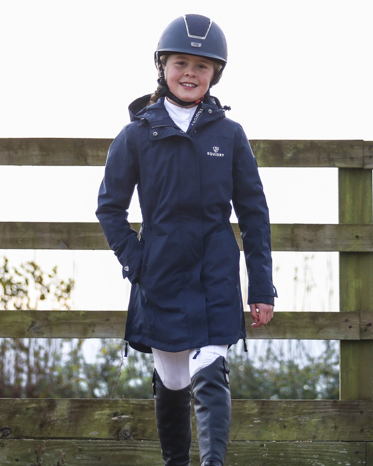 EQUIDRY Bronte Waterproof Riding Coat Girl's Navy