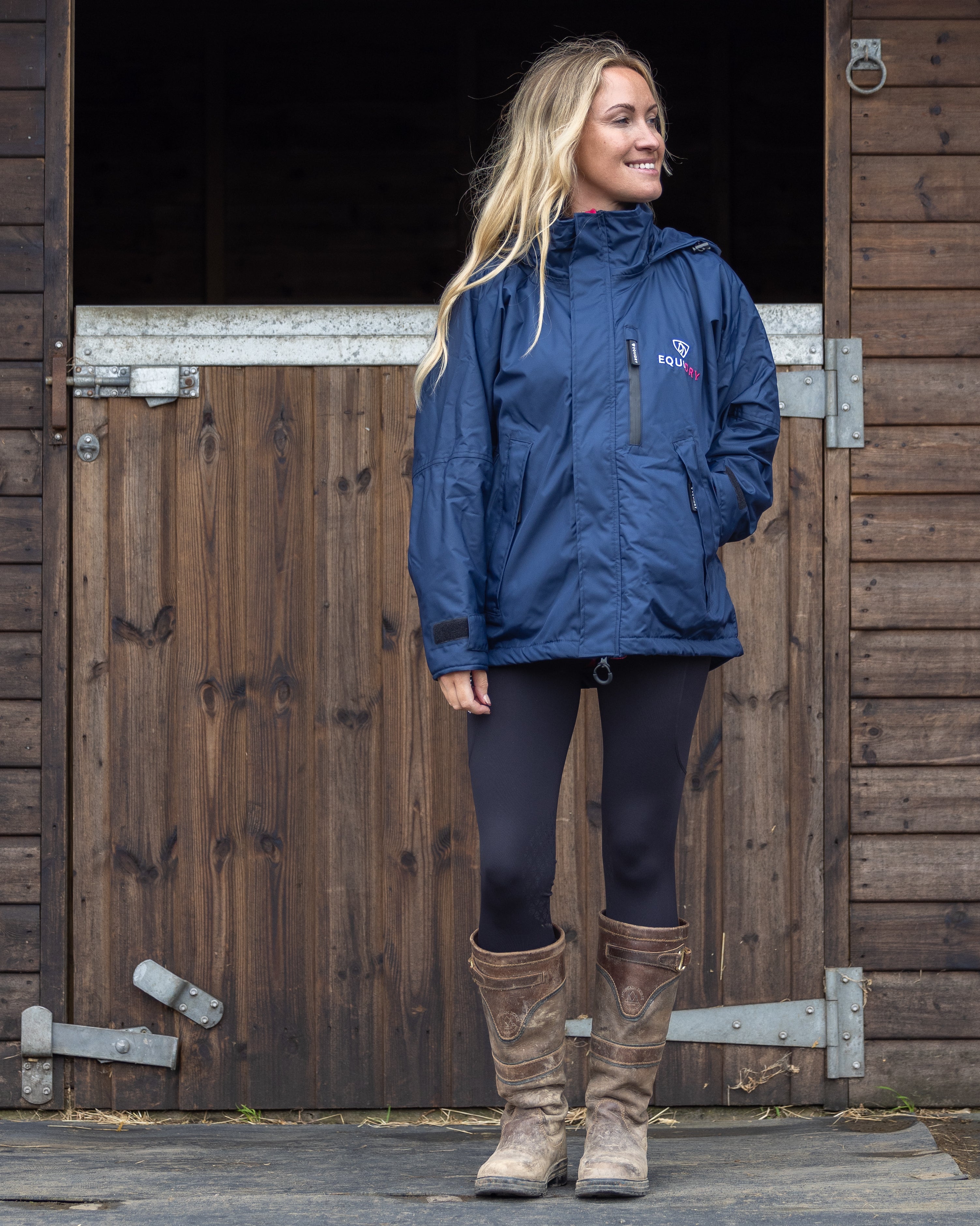 EQUIDRY Shortie Women's Thin Fleece Navy/Raspberry