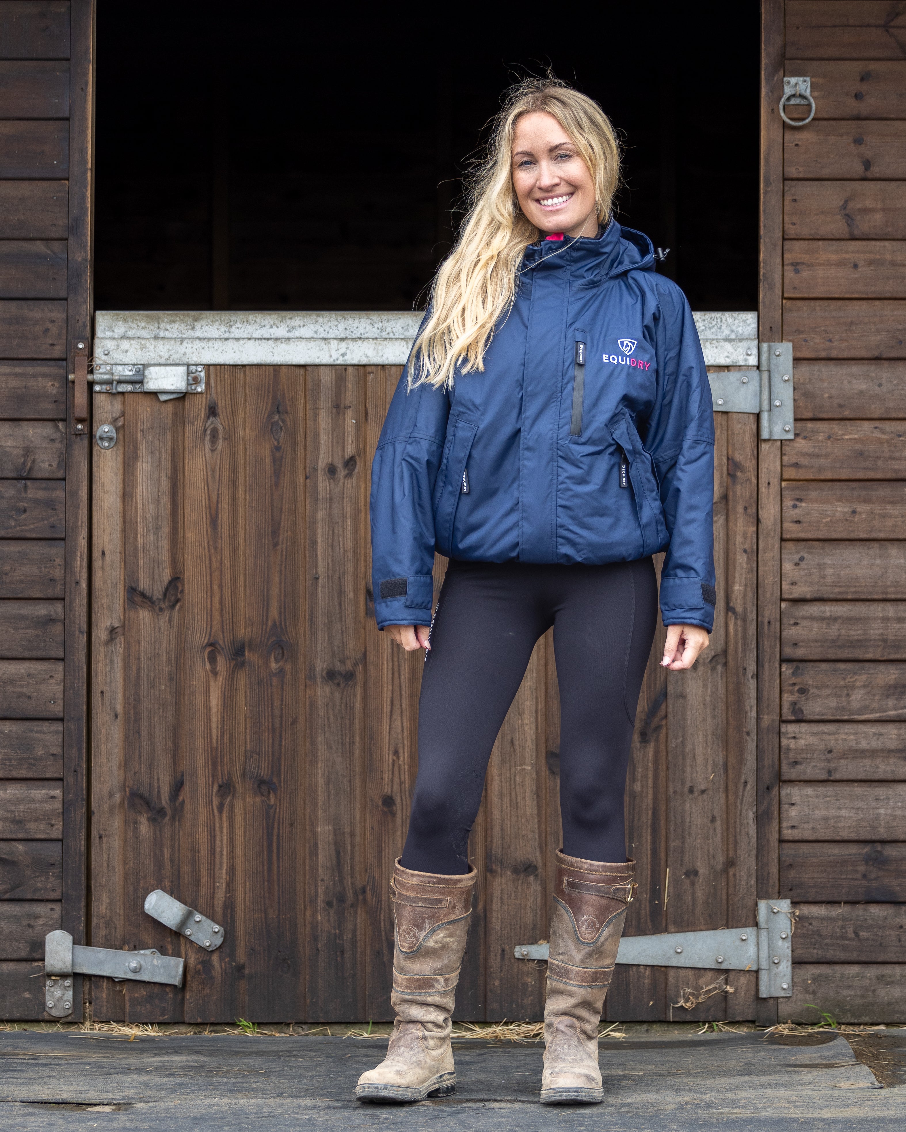 EQUIDRY Shortie Women's Thin Fleece Navy/Raspberry