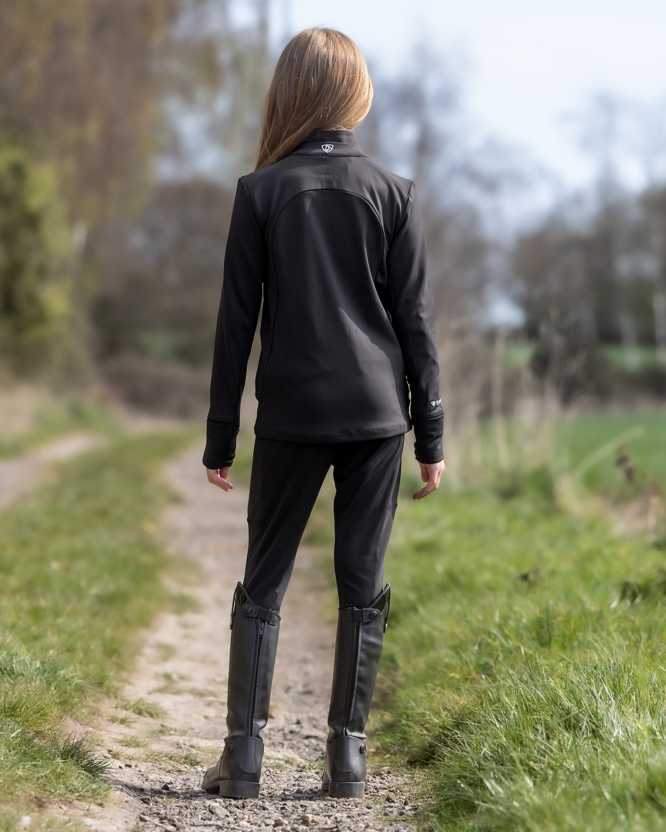 EQUIDRY Children's Water Repellent Zip up Top Black/White