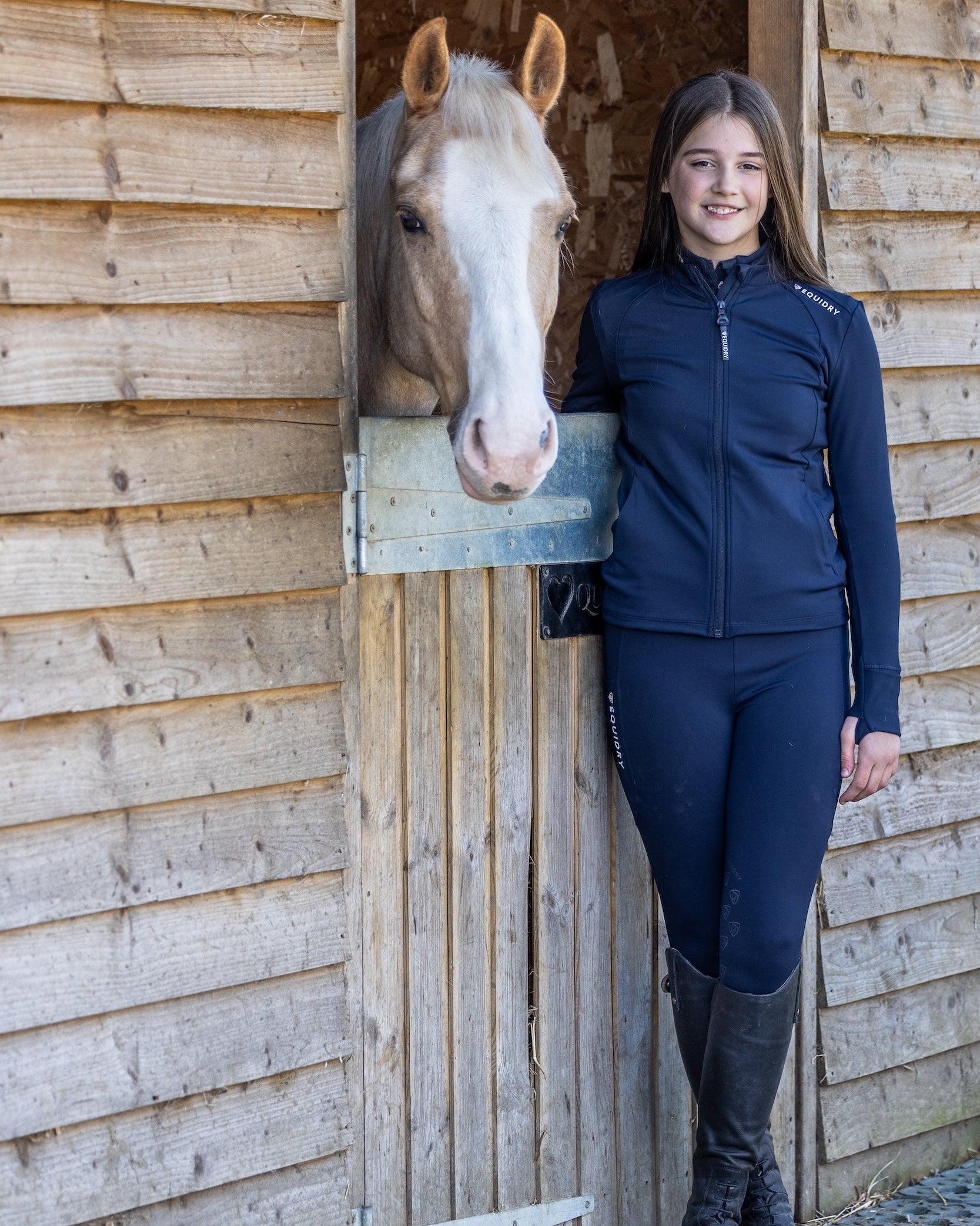 EQUIDRY Children's Water Repellent Zip up Top Navy/White