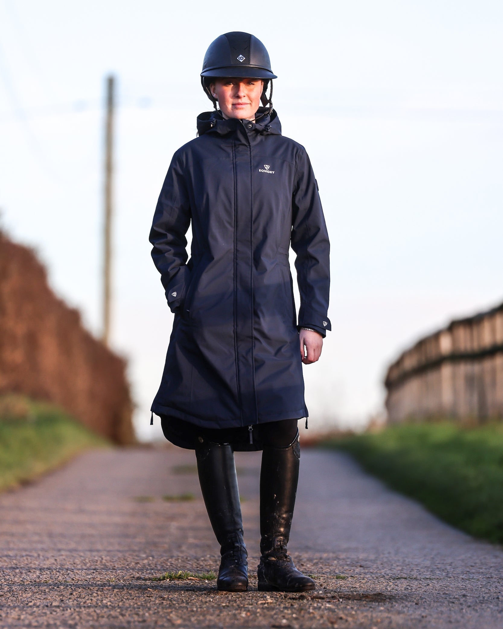 EQUIDRY Bronte Waterproof Riding Coat Girl's Navy