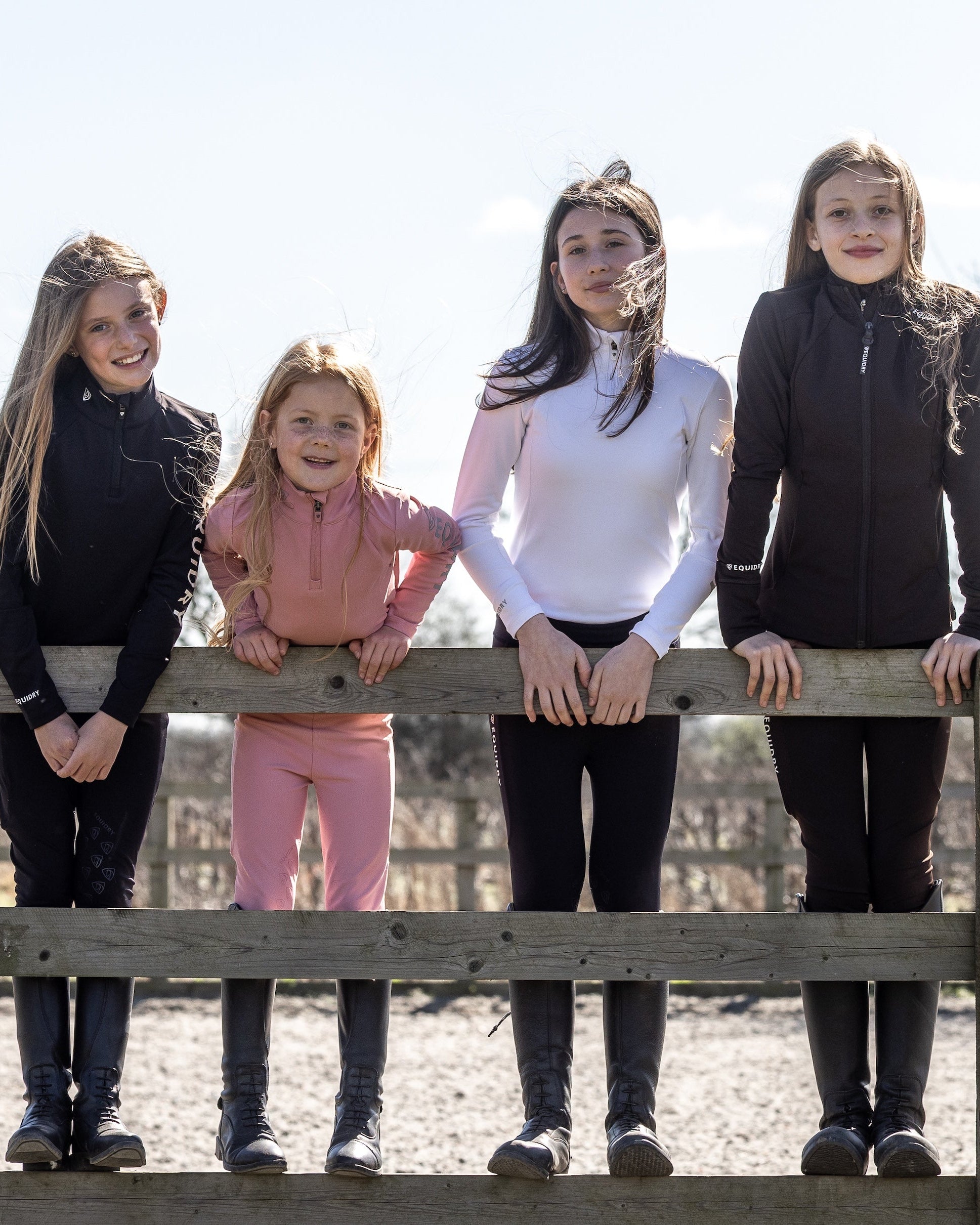 EQUIDRY Children's Equestrian Base Layers: Equiflair riding clothes for kids, water repellent, matching sets.
