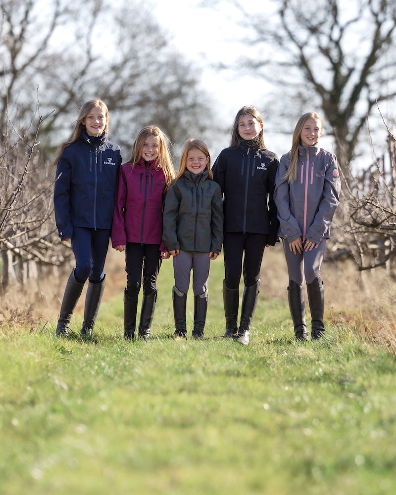 Equidry Girls Riding Jacket: Waterproof & Stylish Equestrian Apparel. Outdoor coats for young riders from Equiflair.