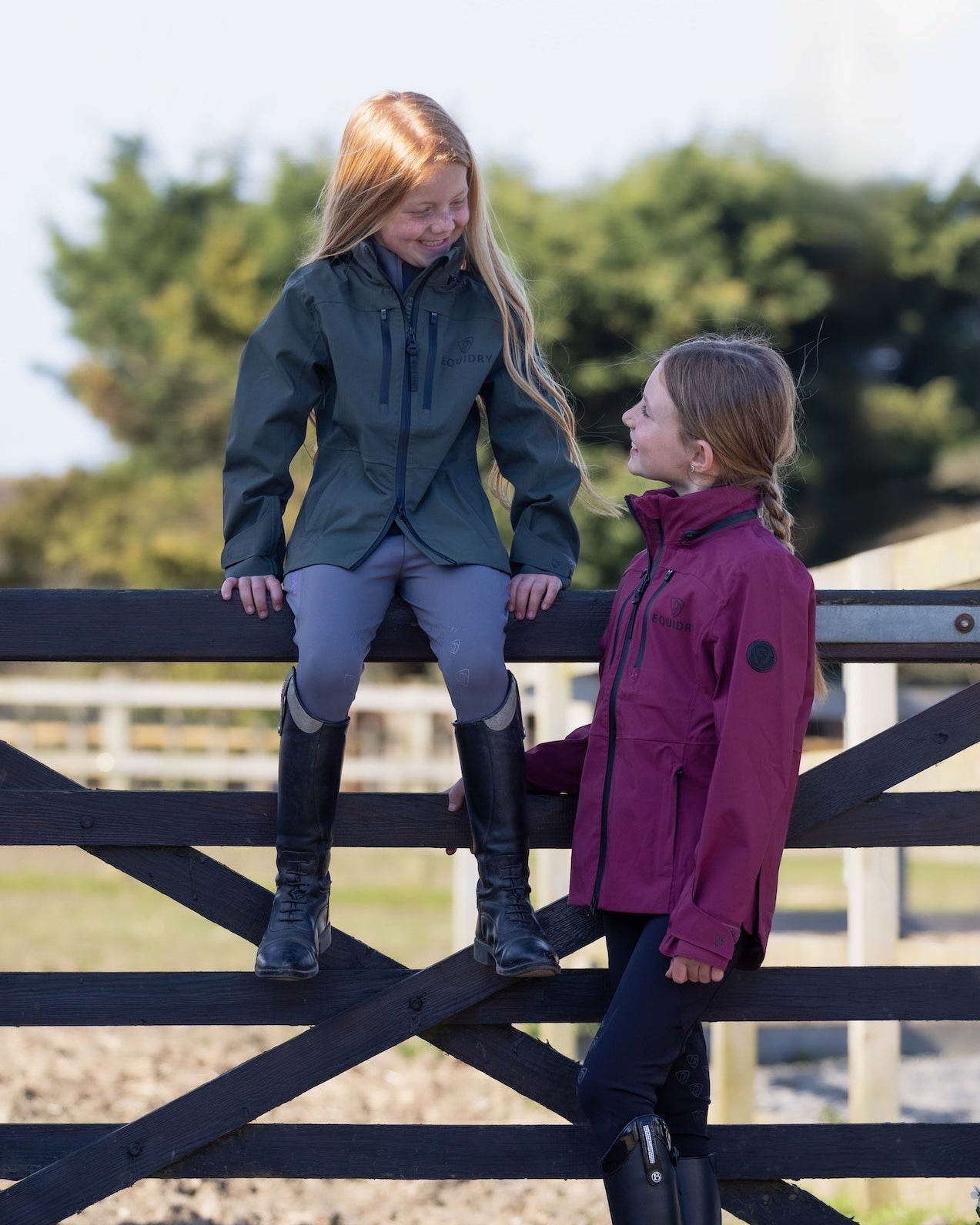 EQUIDRY Varsha Waterproof Riding Jacket Girl's Black Forest Green