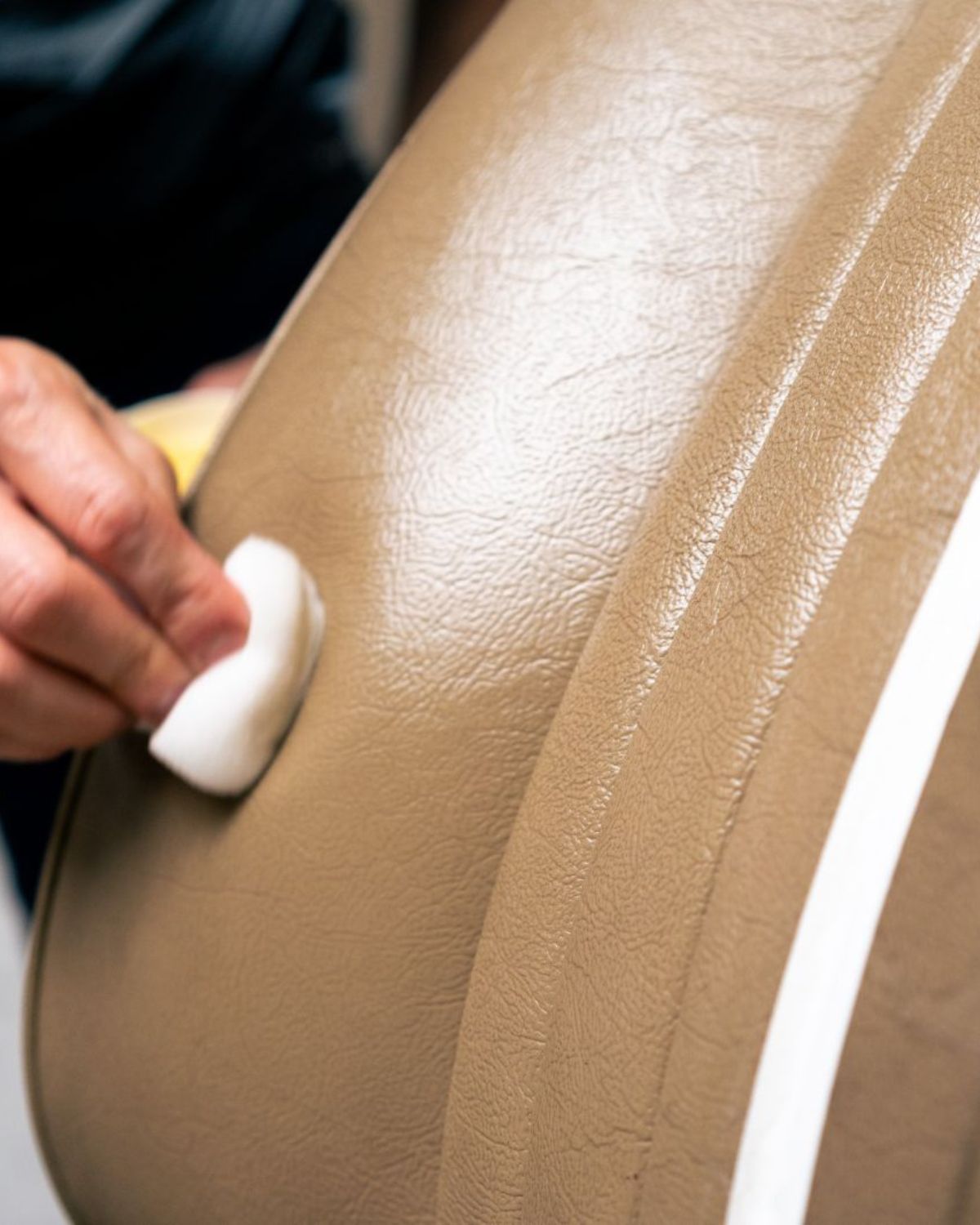 Applying RENAPUR Leather Balsam: Leather Care & Conditioning Product - Restore & Protect Leather Goods