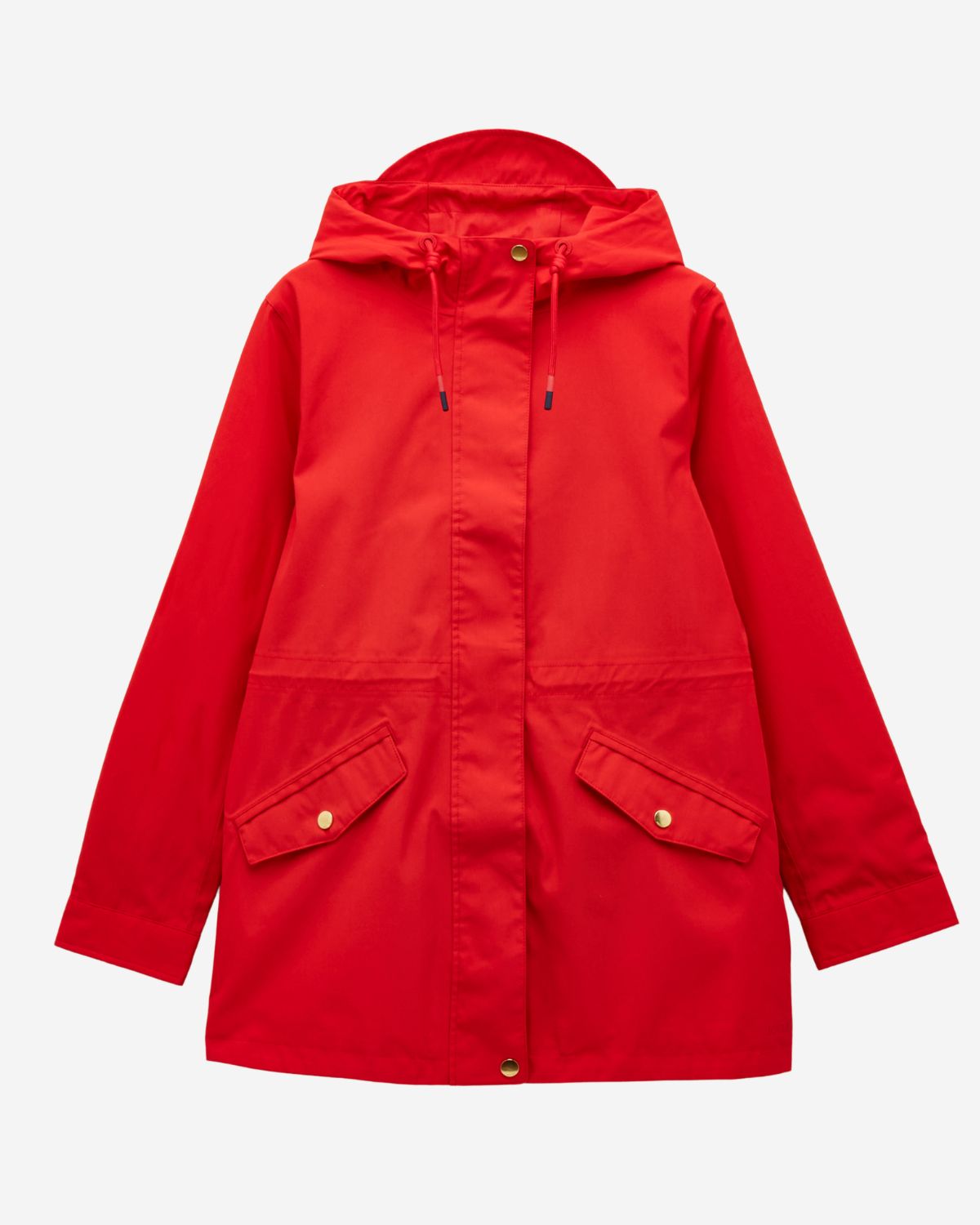 Joules Portwell Red Hooded Waterproof Raincoat Women's Jacket - Adjustable Waist, Hooded