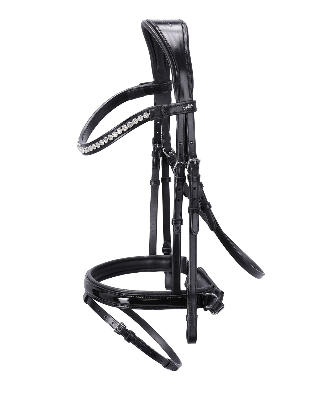 SCHOCKEMOHLE Palermo Bridle: Black Leather Horse Bridle with Crystal Browband and Patent Noseband - Equiflair - Snaffle…