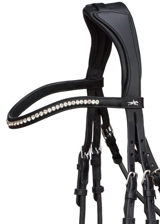 Schockemohle Malibu Bridle: Black Leather Dressage Bridle with Crystal Browband - Anatomical Horse Bridle