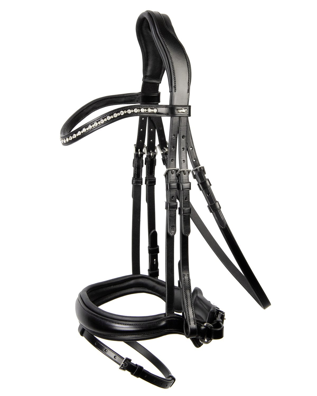 SCHOCKEMOHLE Brantford Dressage Bridle - Black Leather with Silver Crystal Browband - Anatomical Horse Tack - Snaffle…