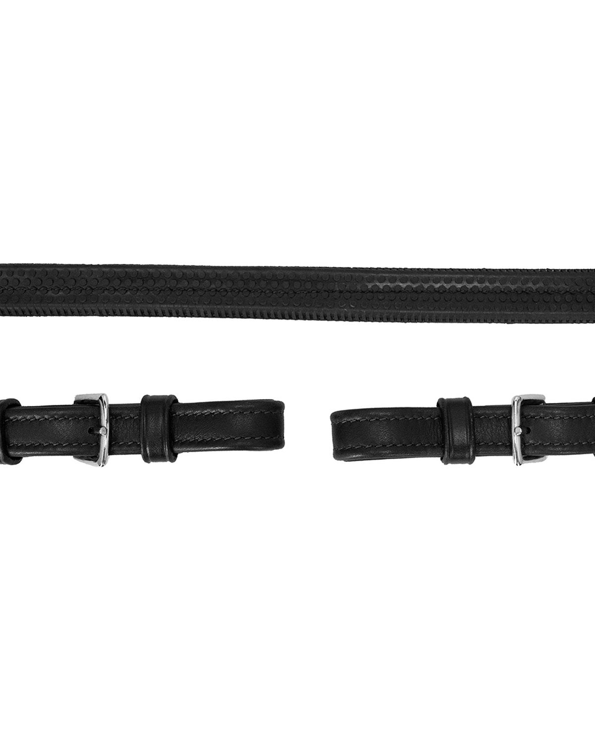 SCHOCKEMOHLE DURASOFT Rubber Reins - Black/Silver Equestrian Horse Riding Equipment