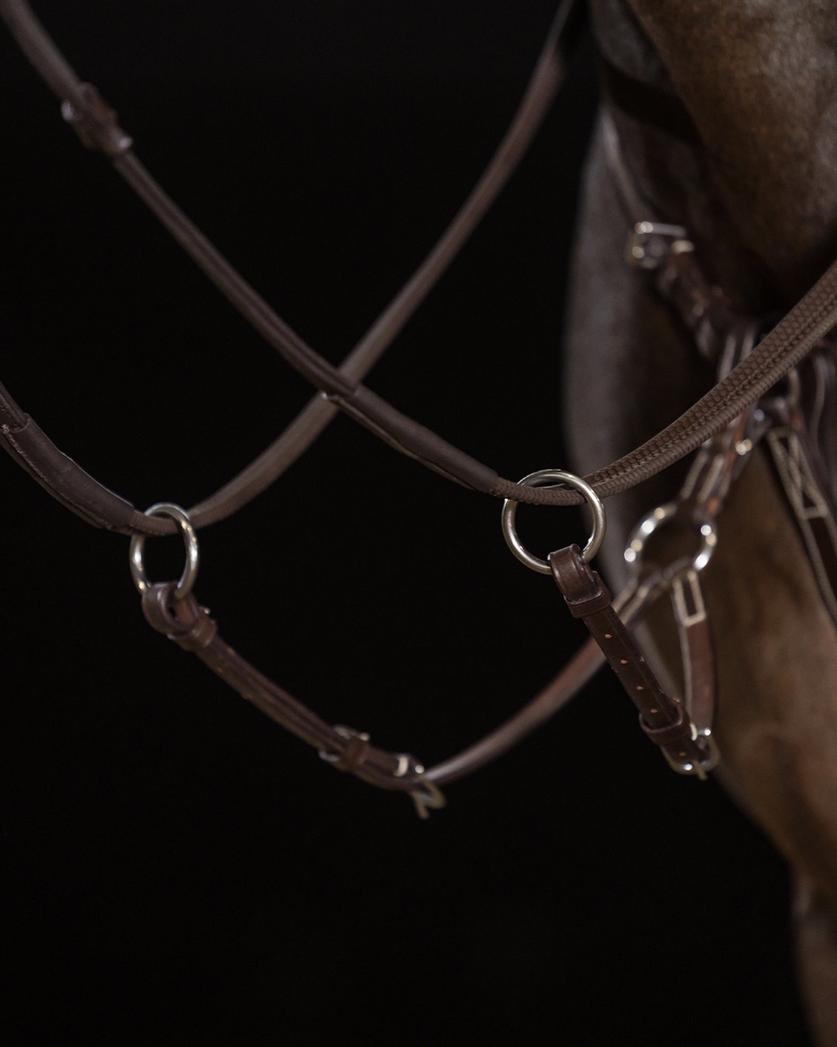 Schockemöhle Reins - Rubber Durasoft Brown/Silver Equestrian Riding Reins for Superior Grip & Control