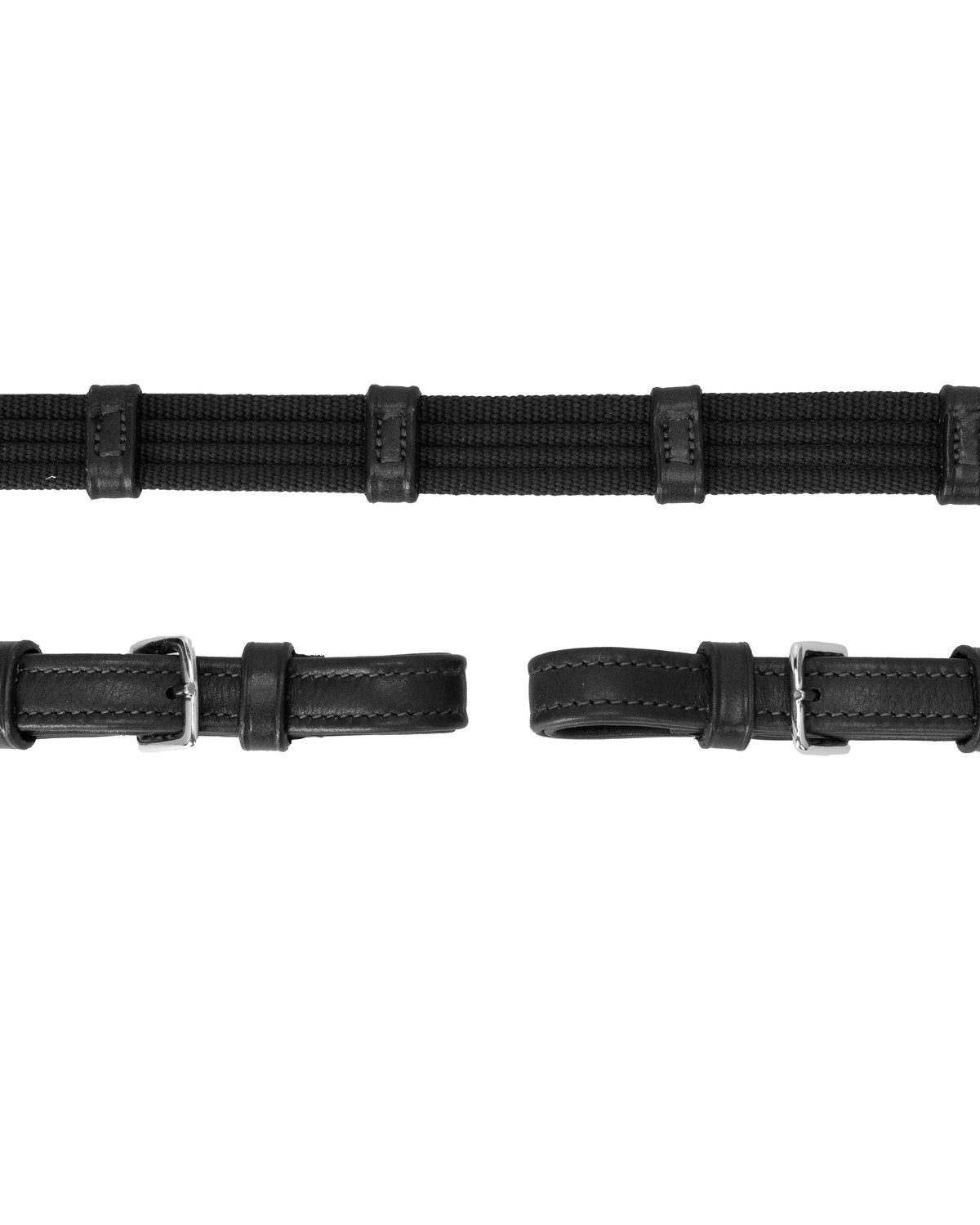 Schockemöhle Durasoft Web Reins - Black/Silver - Horse Riding Equestrian Gear