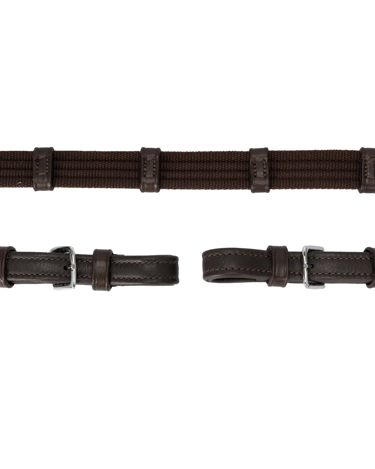 Schockemohle Durasoft Web Reins - Dark Brown/Silver - Equestrian Horse Riding Tack