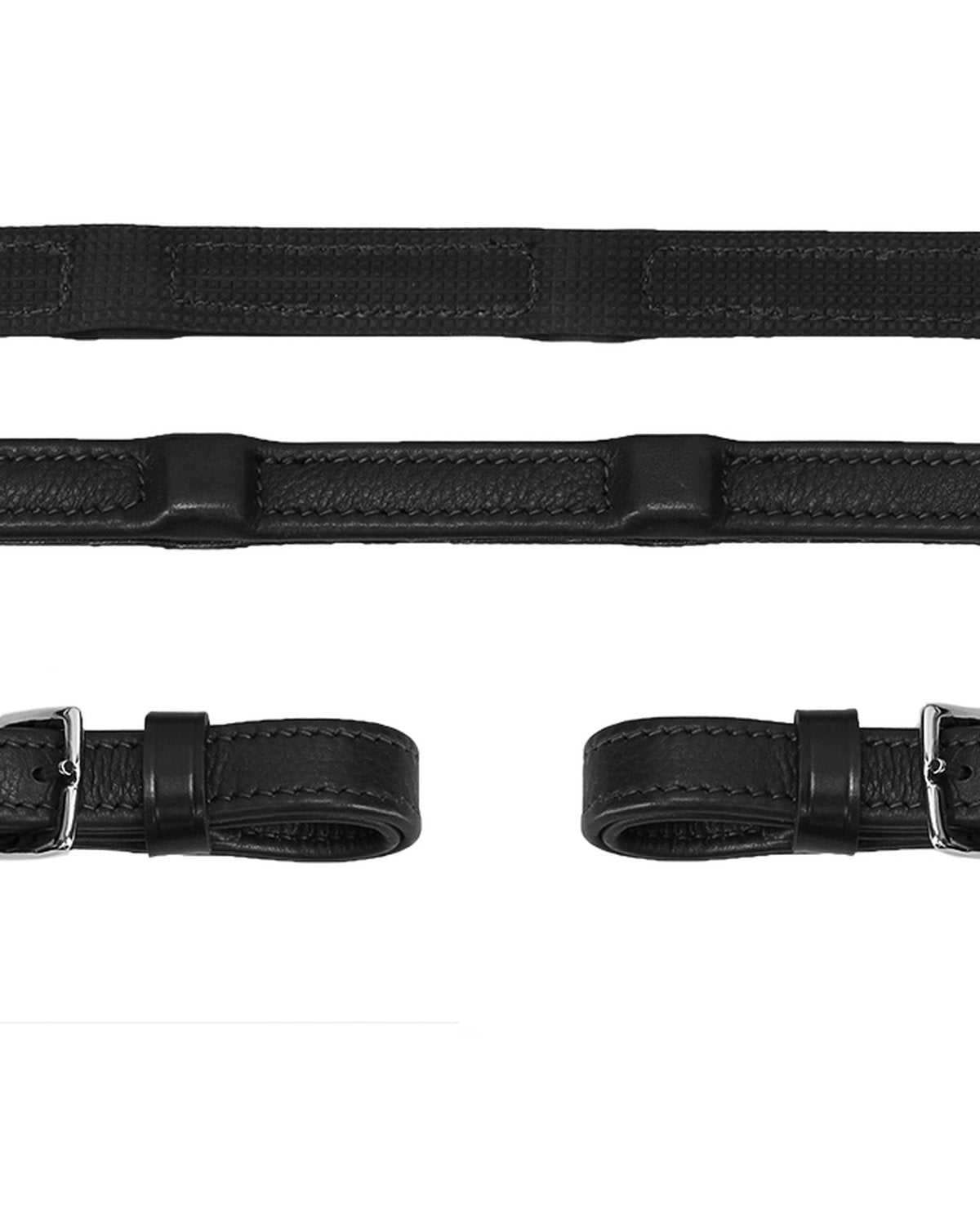 Schockemohle Reins Durasoft Rolled Grip black/silver - Leatherwork location-109746323830-outofstock WB