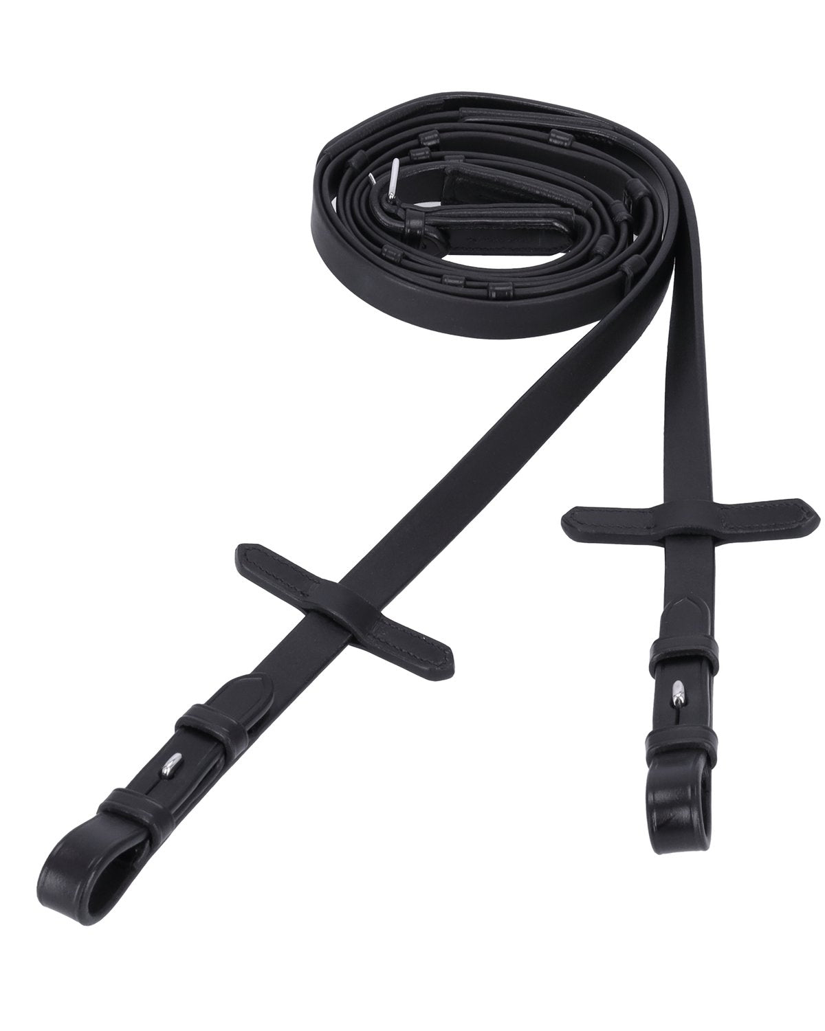 SCHOCKEMOHLE Rubber Reins: Soft Robber Stops, Black/Silver - Equestrian Horse Riding Gear, Leather Rein