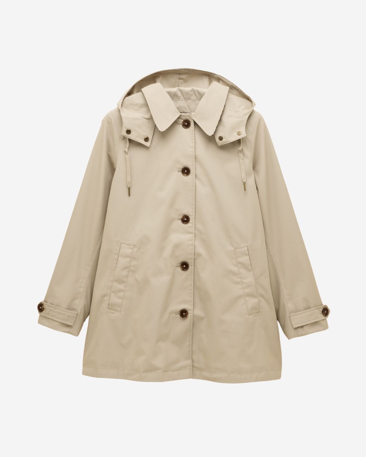 Joules Rainmore Neutral Button Through Waterproof Raincoat | Equiflair