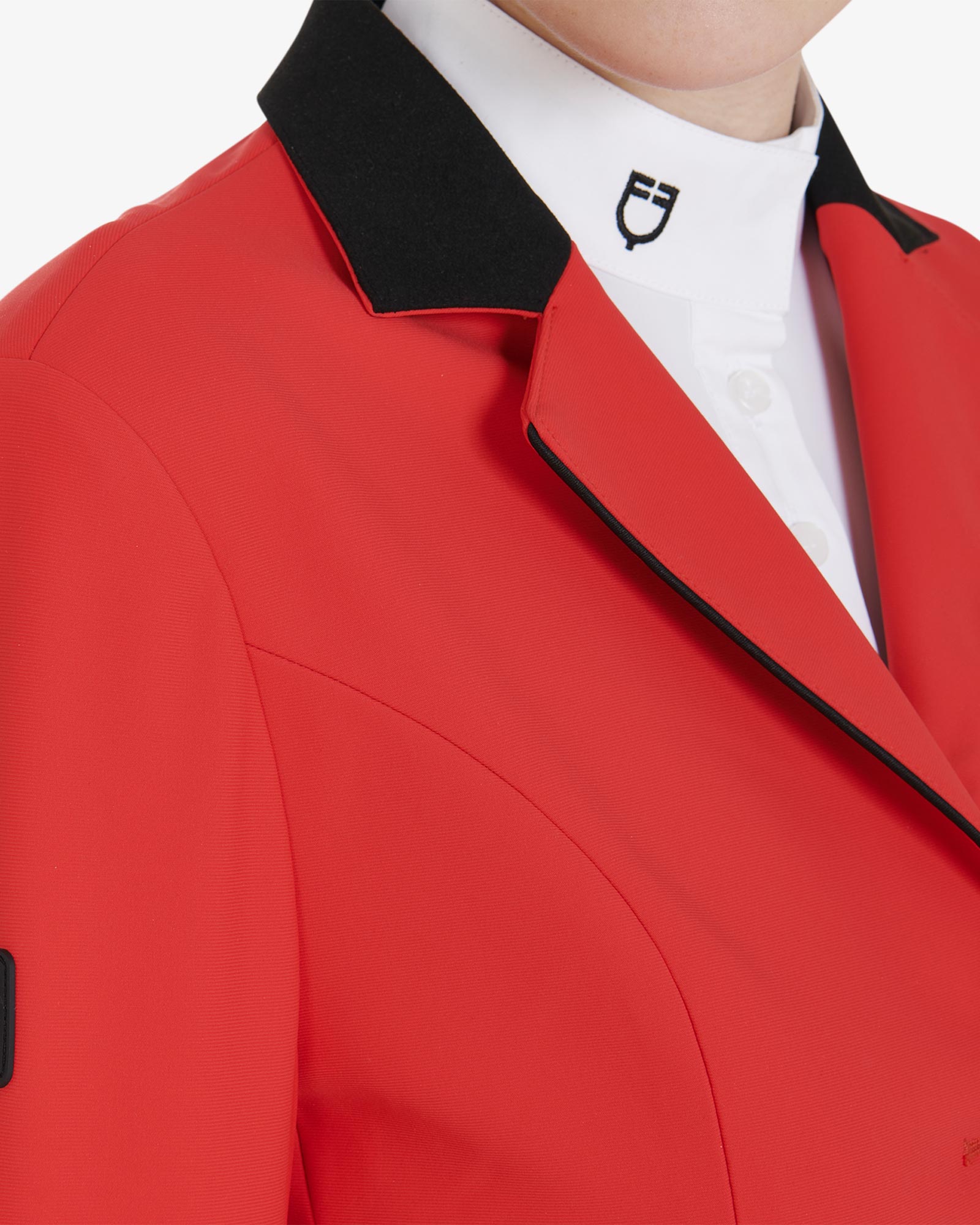 Equestro Women's Three Button Competition Jacket Red Black | Equiflair