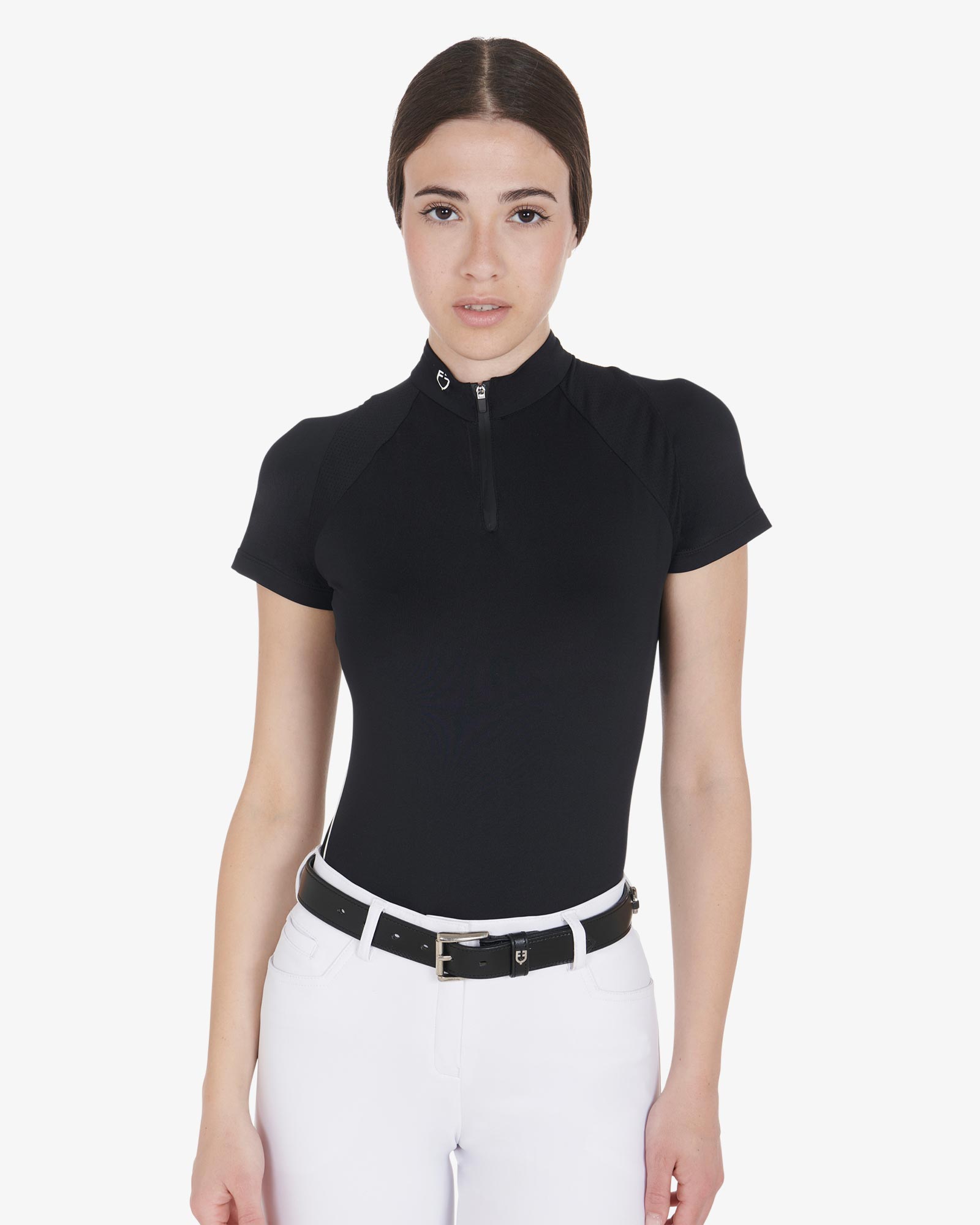 Equestro Leather Belt With Snaffle Bits And Rhinestones Black Silver | Equiflair