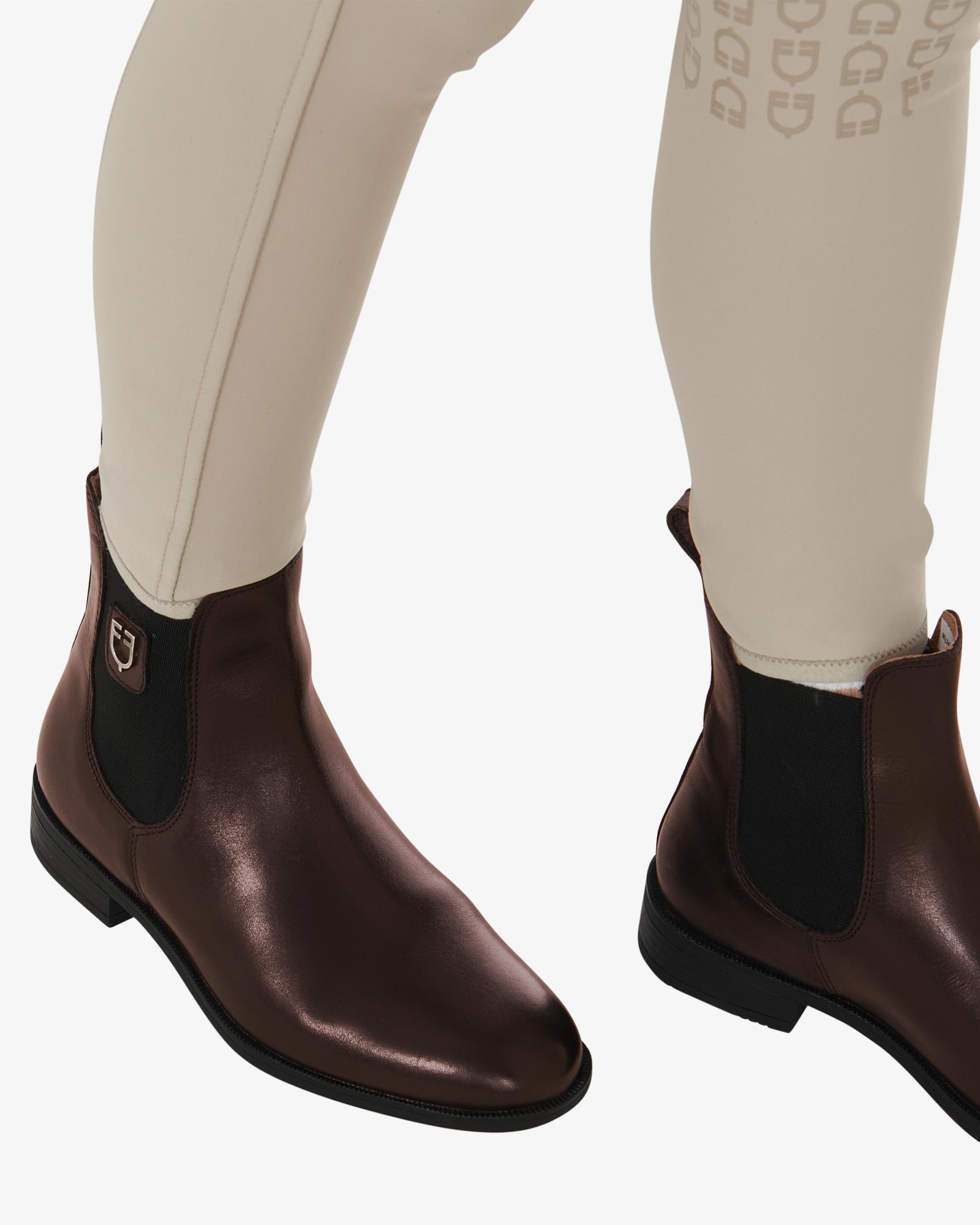Equestro Dark Brown Leather Ankle Jodhpur Boots - Equestrian Riding Boots with Side Elastics