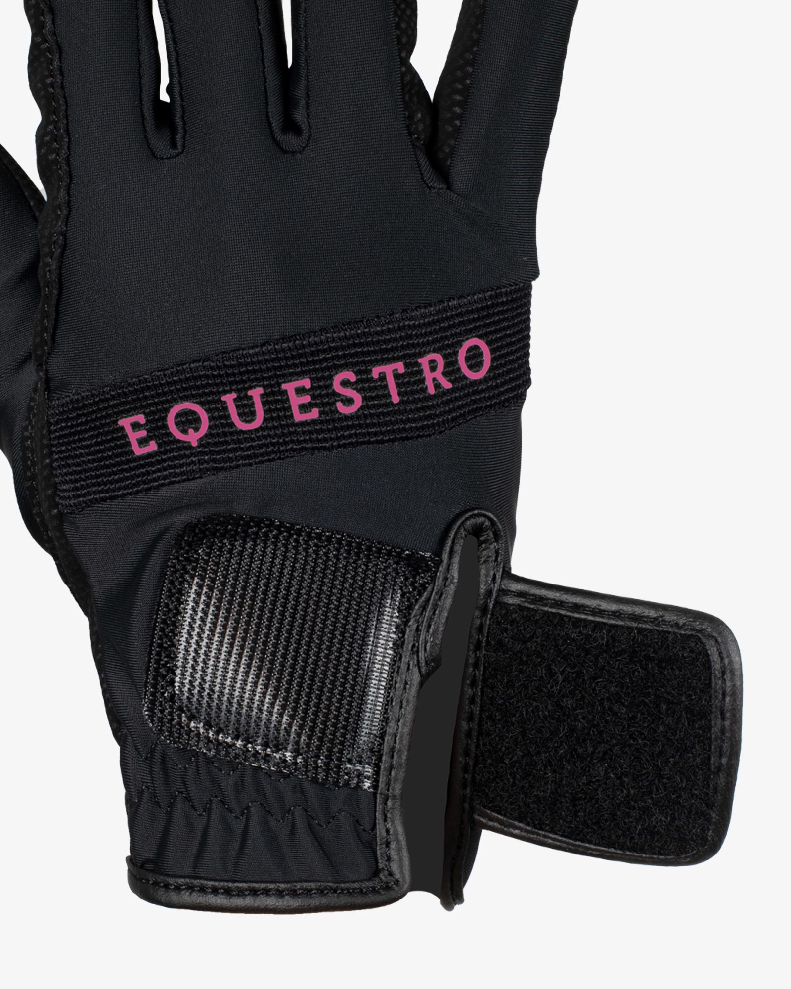 Equestro Gloves In Technical Fabric With Multicolor Logo Black Fucsia
