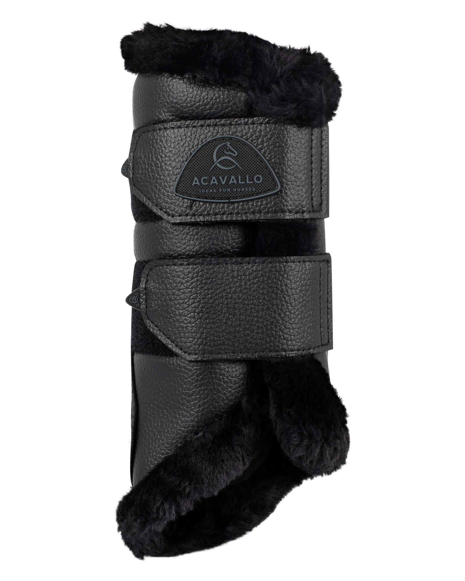 Acavallo Front Brushing Boots Eco-Leather & Faux Sheepskin Black