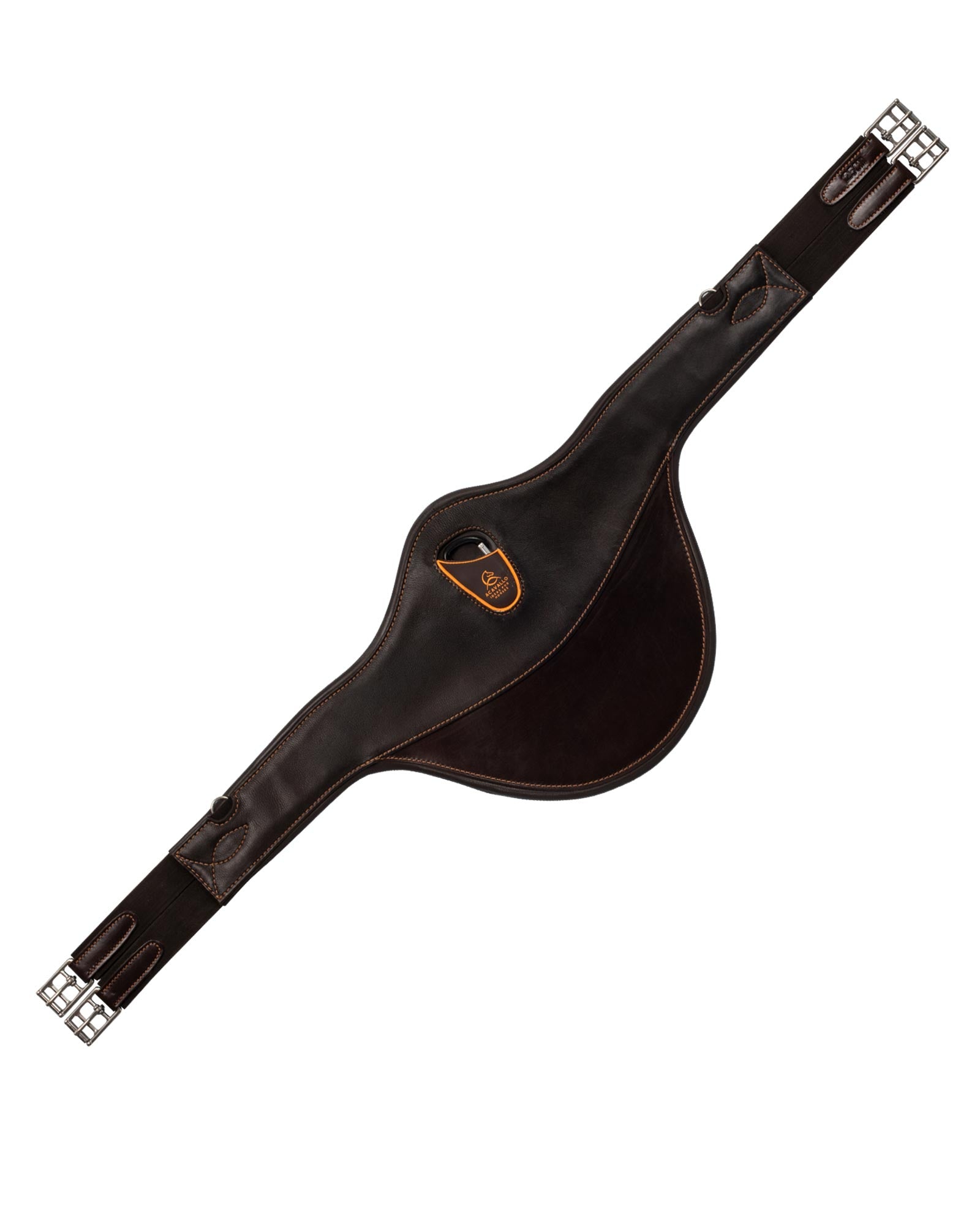 Acavallo Jumping Stud Guard Girth Leather & Gel Dark Brown