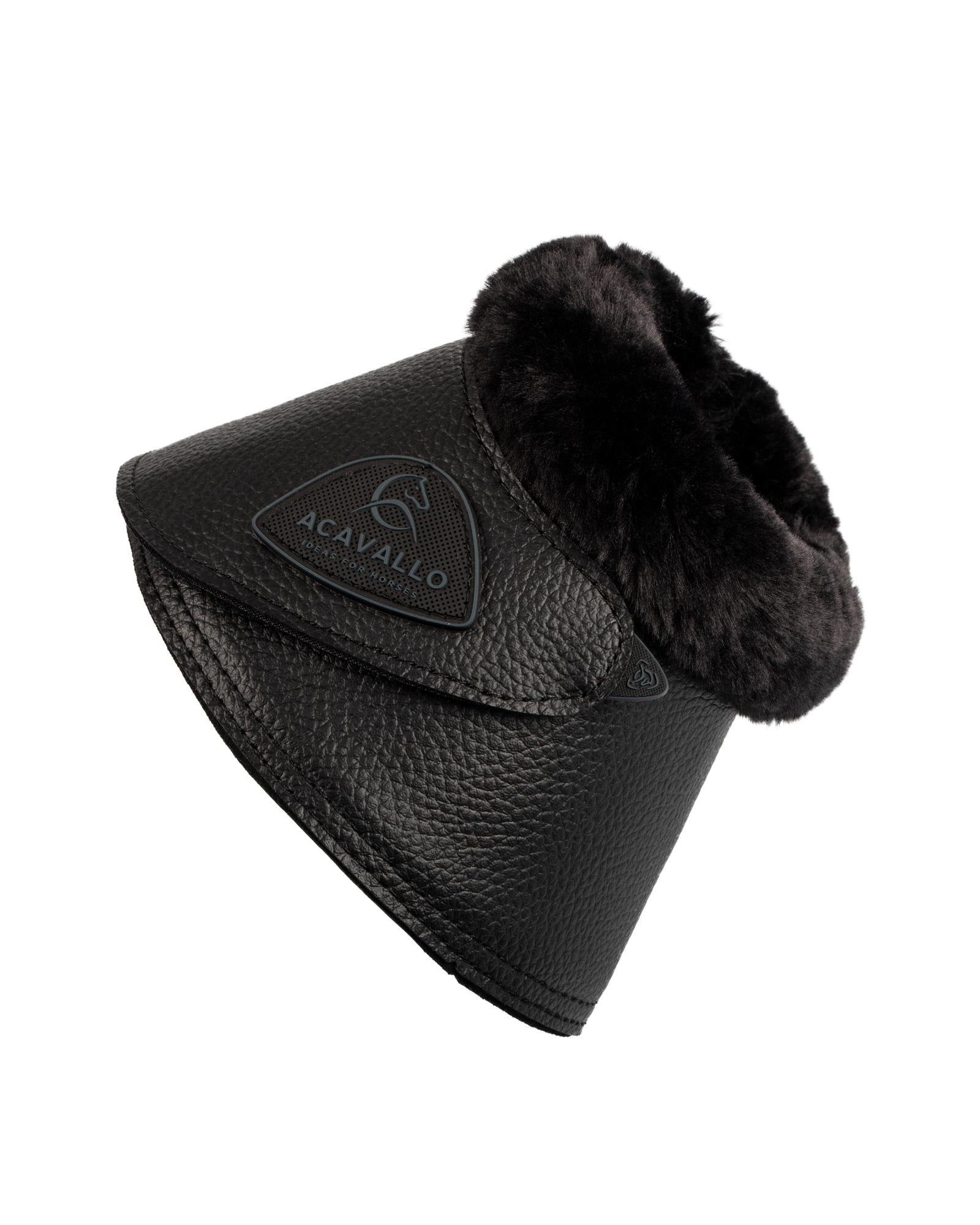 Acavallo Bell Boots Faux Sheepskin & Hook-And-Loop Closure Black