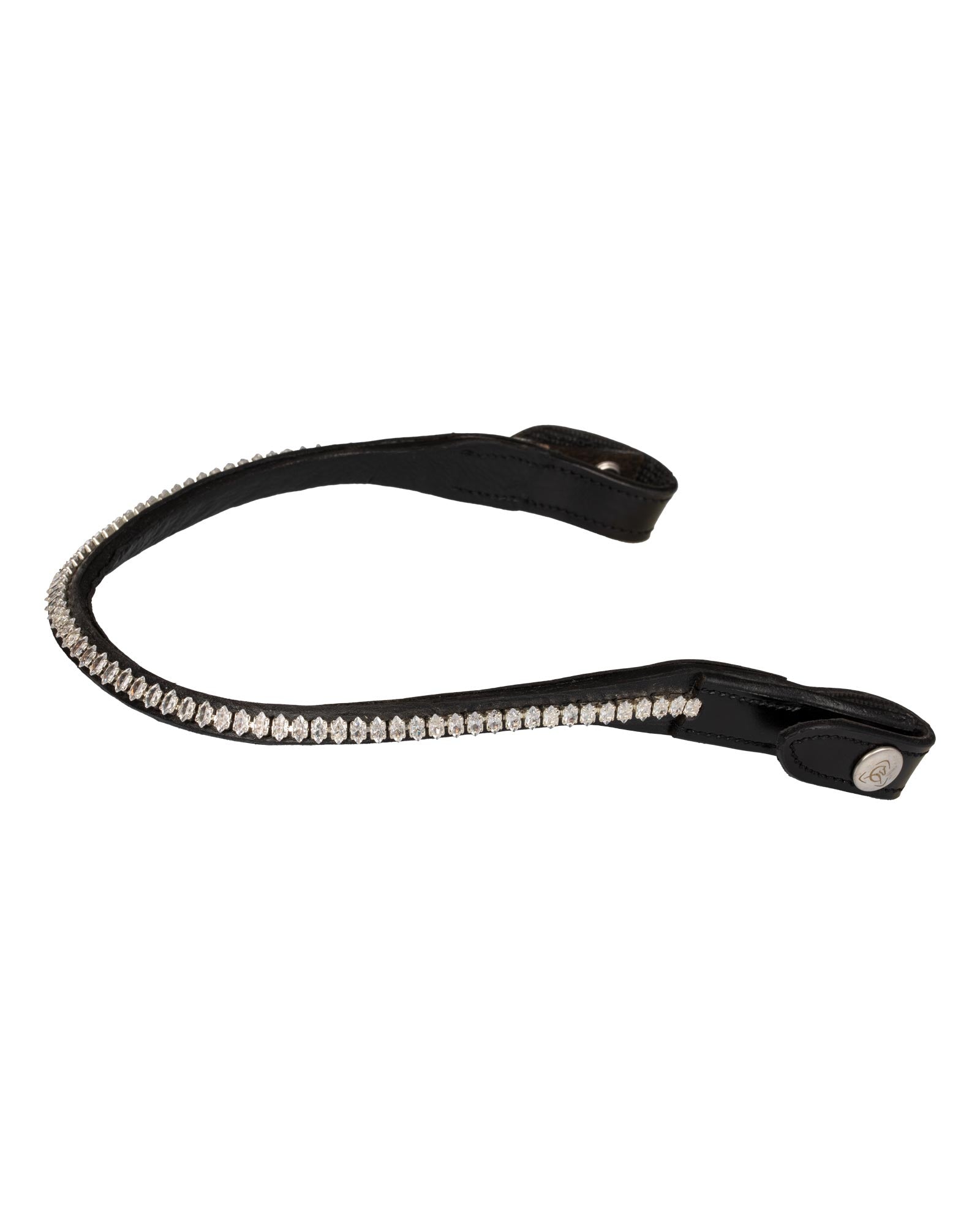 Acavallo Browband Calfskin & Oval Crystals Black