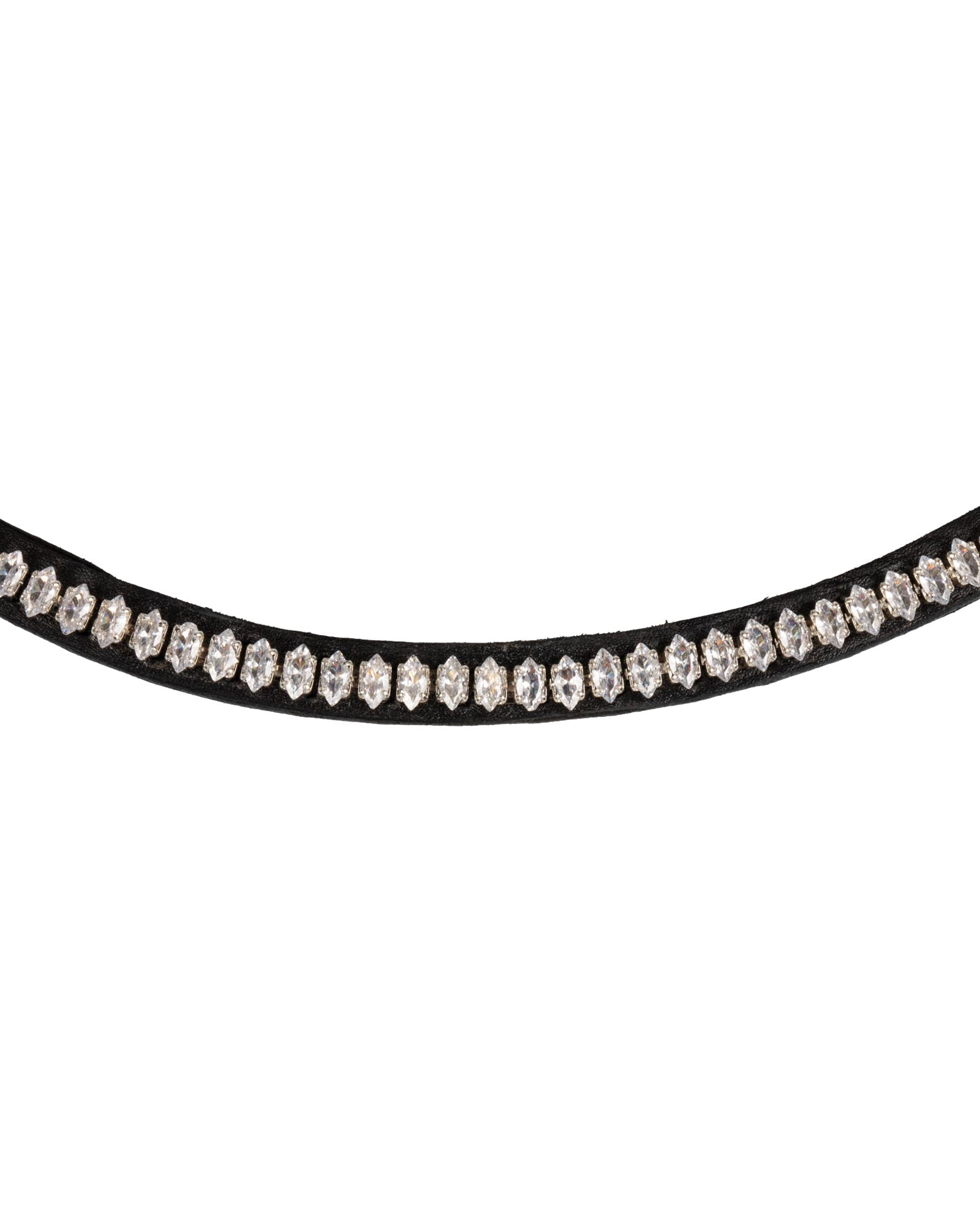 Acavallo Browband Calfskin & Oval Crystals Black