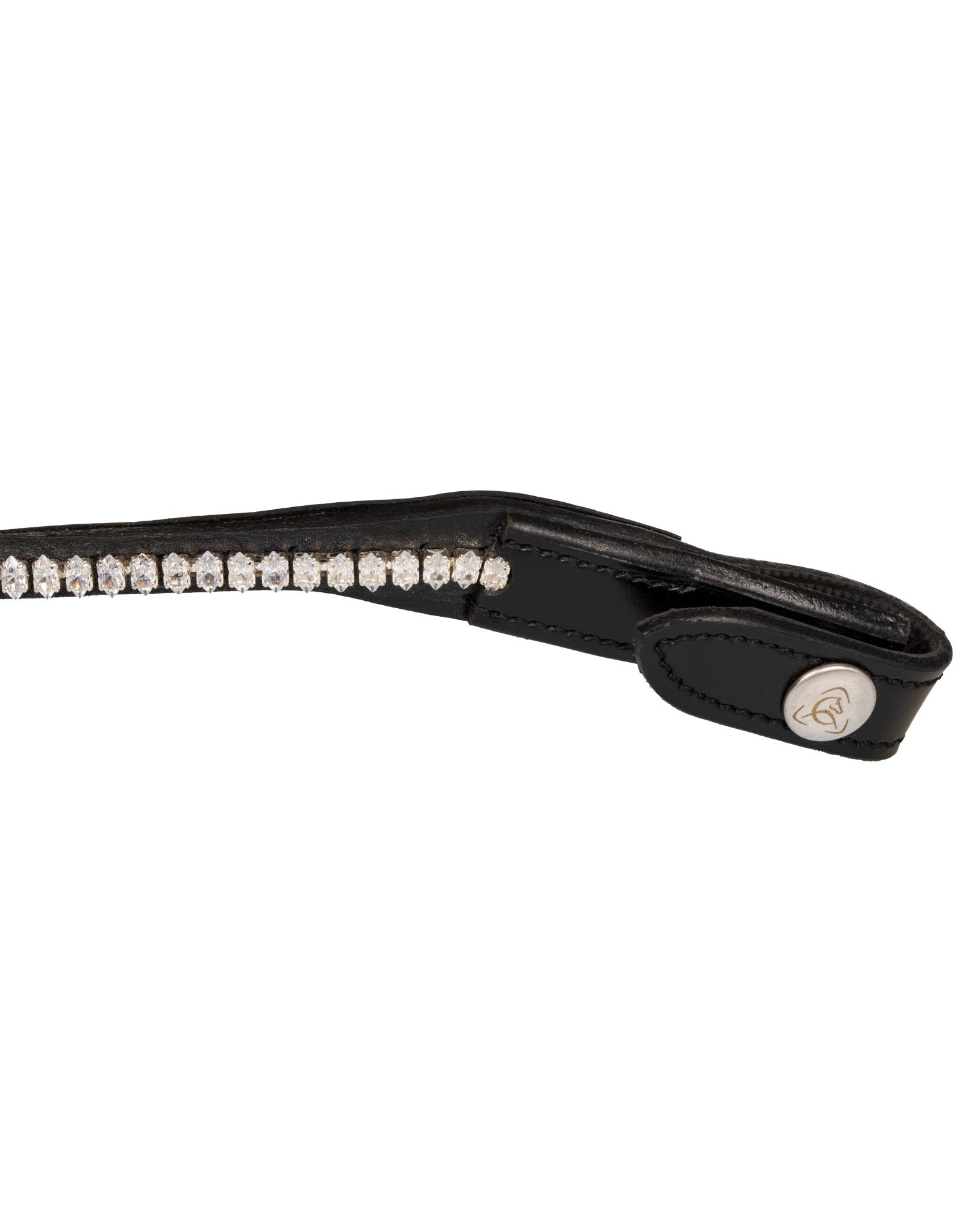 Acavallo Browband Calfskin & Oval Crystals Black