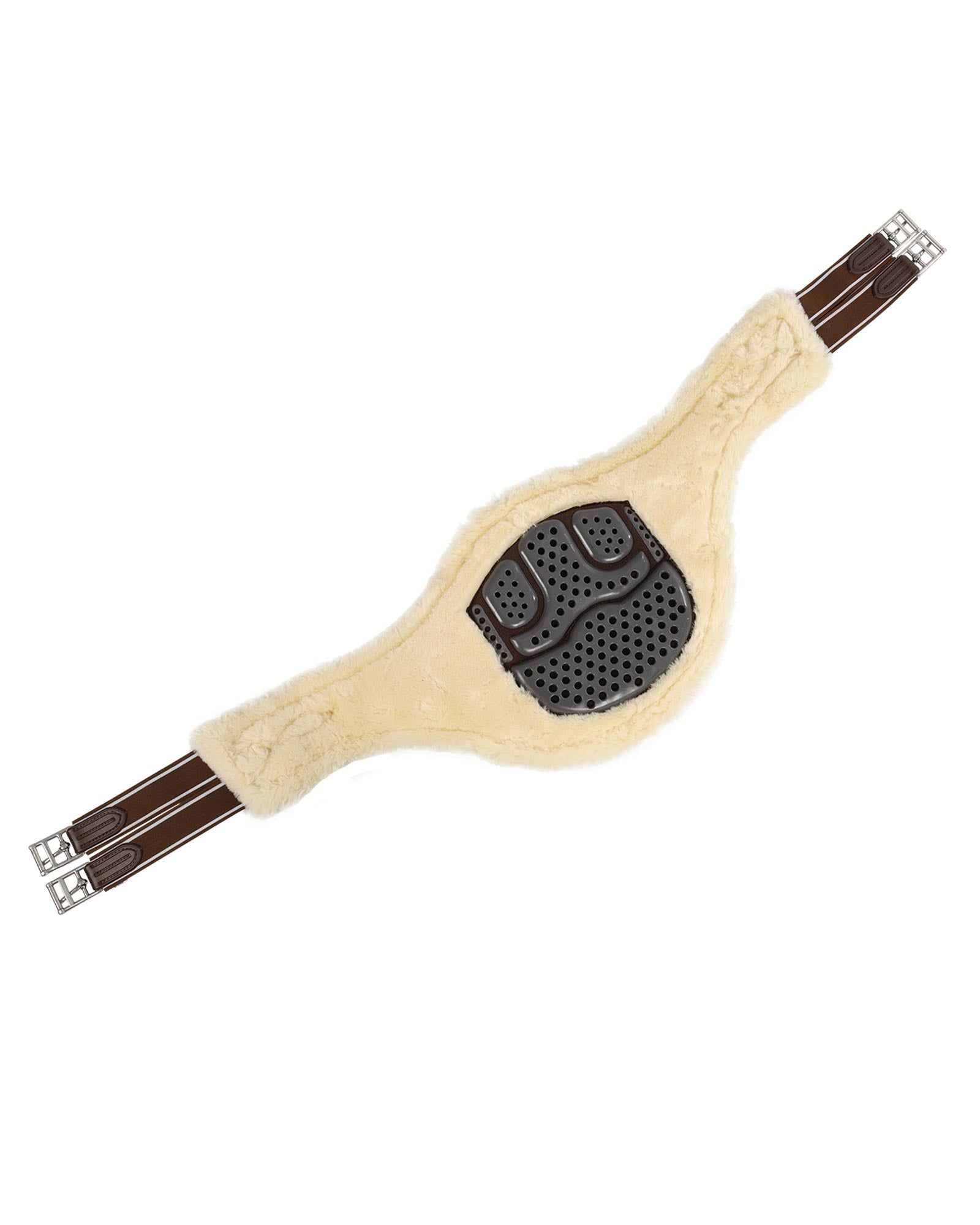 Acavallo Jumping Stud Guard Girth Classic Gel Pvc Detachable Faux Sheepskin Dark Brown