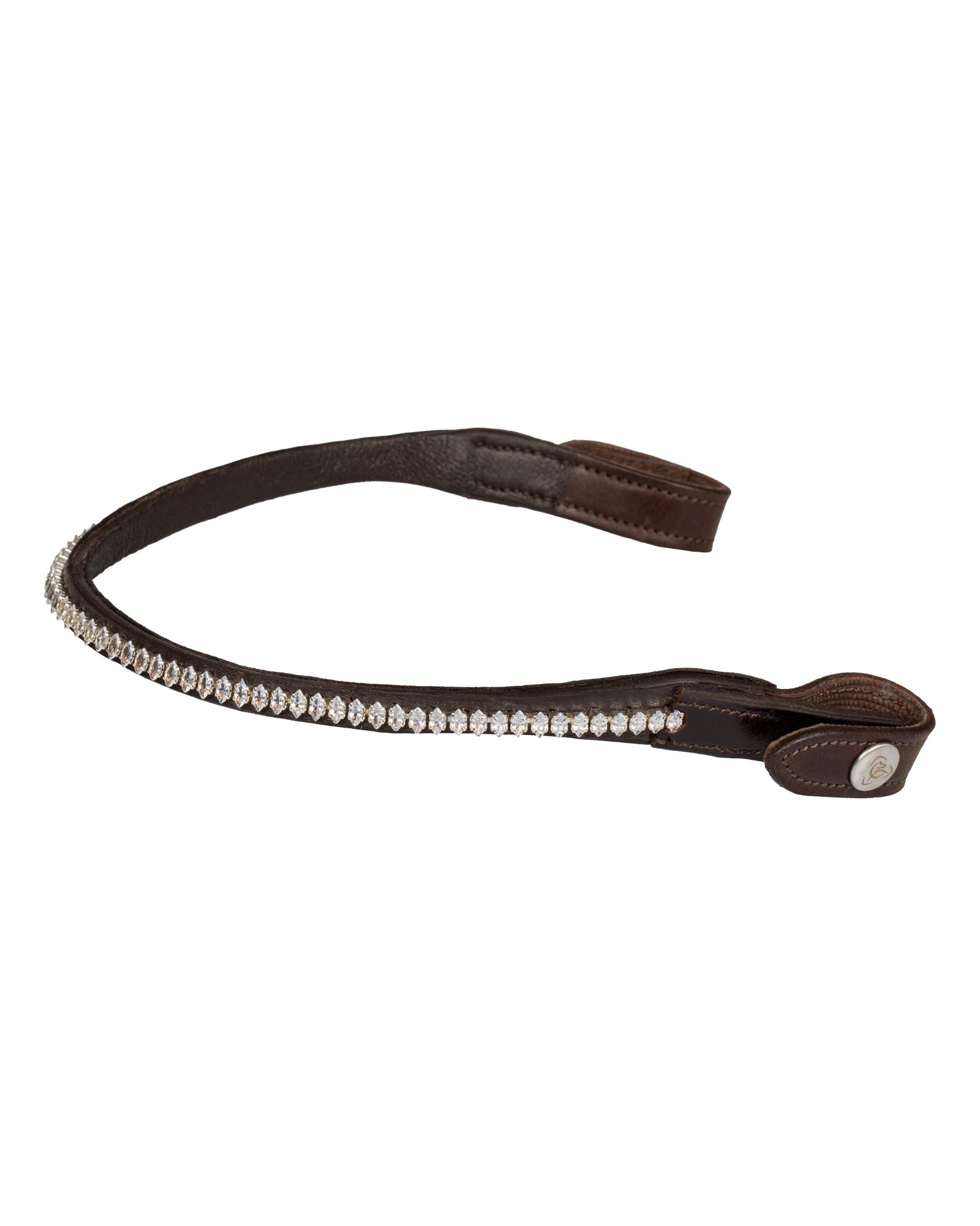 Acavallo Browband Calfskin & Oval Crystals Dark Brown