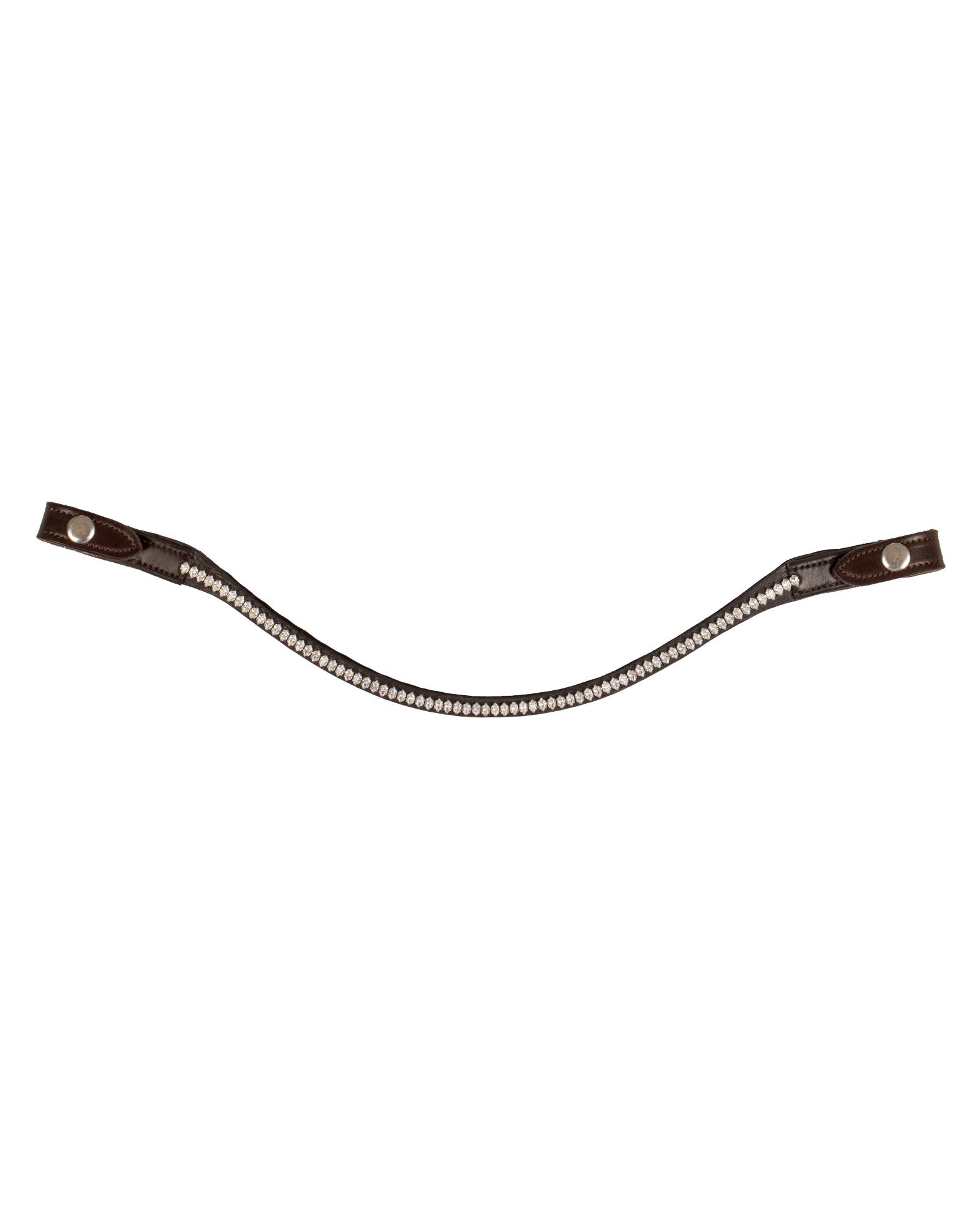 Acavallo Browband Calfskin & Oval Crystals Dark Brown
