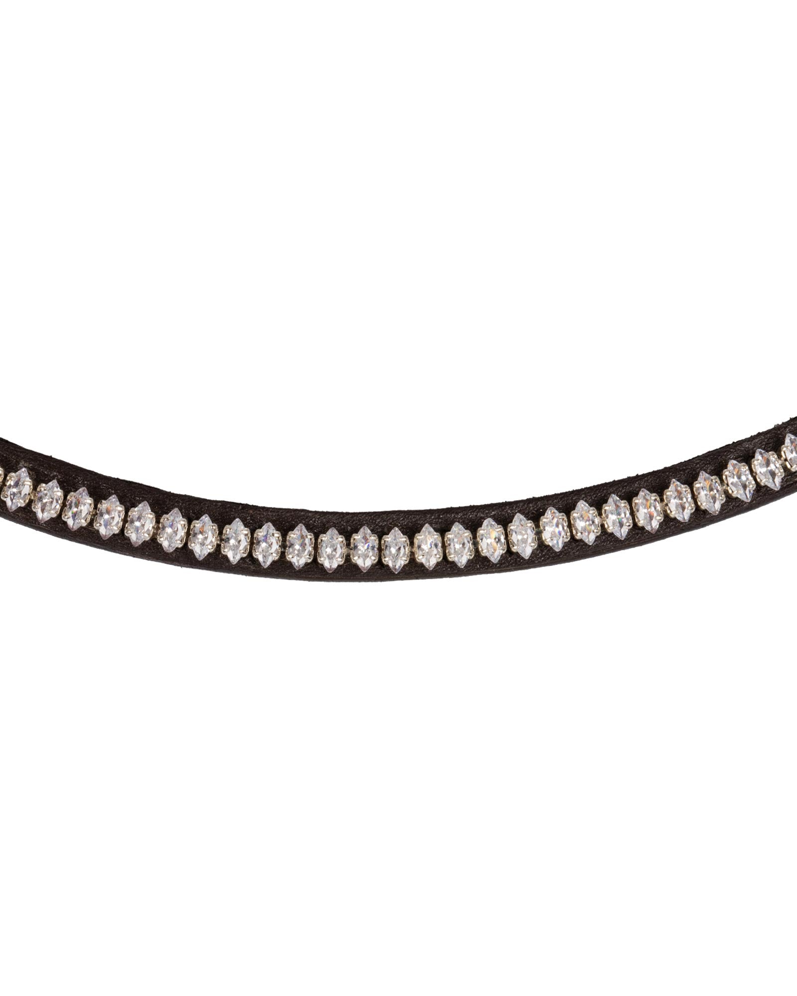 Acavallo Browband Calfskin & Oval Crystals Dark Brown