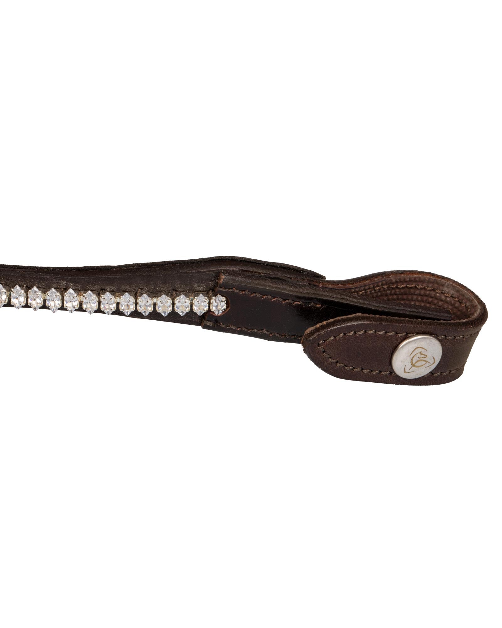 Acavallo Browband Calfskin & Oval Crystals Dark Brown