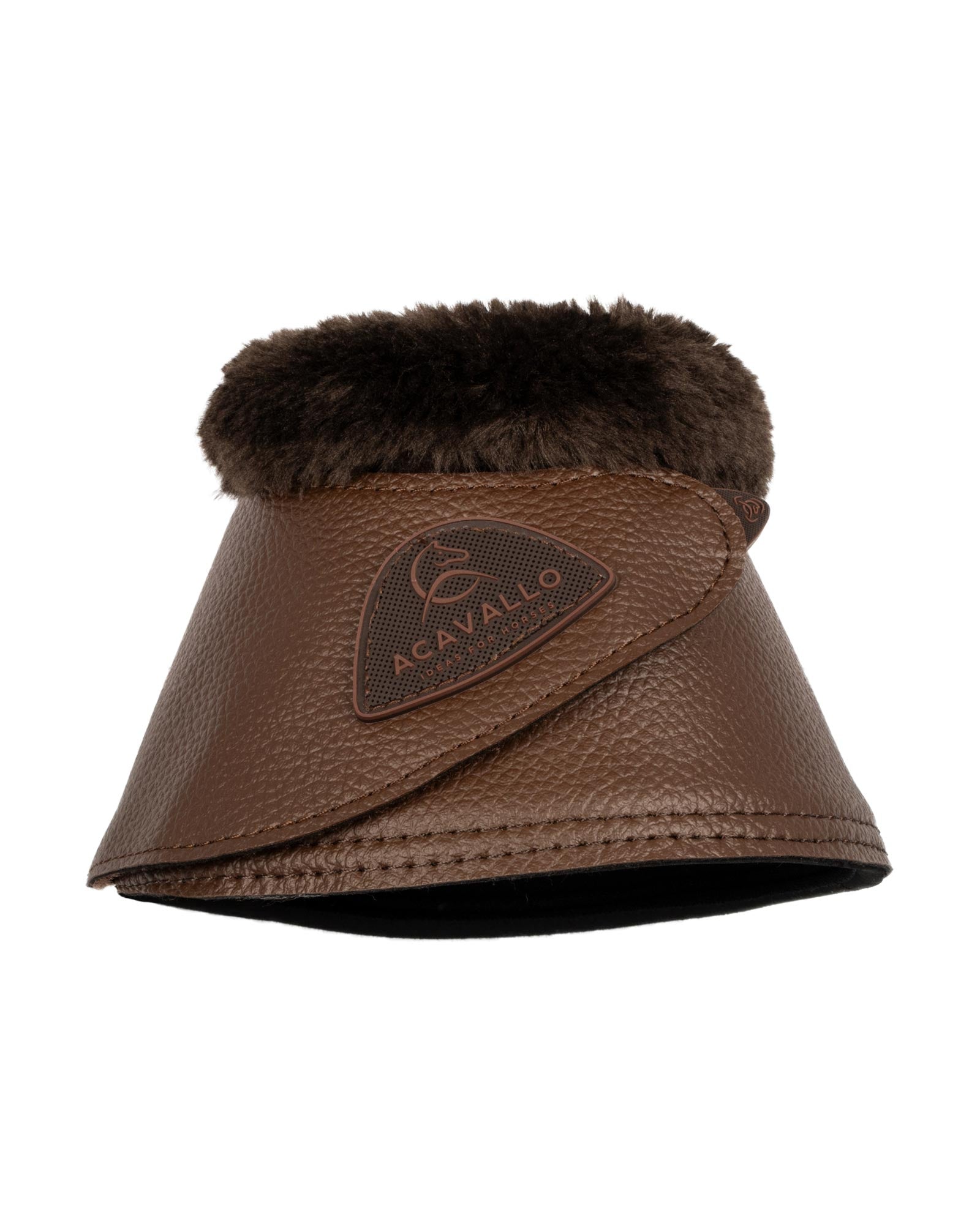 Acavallo Bell Boots Faux Sheepskin & Hook-And-Loop Closure Dark Brown