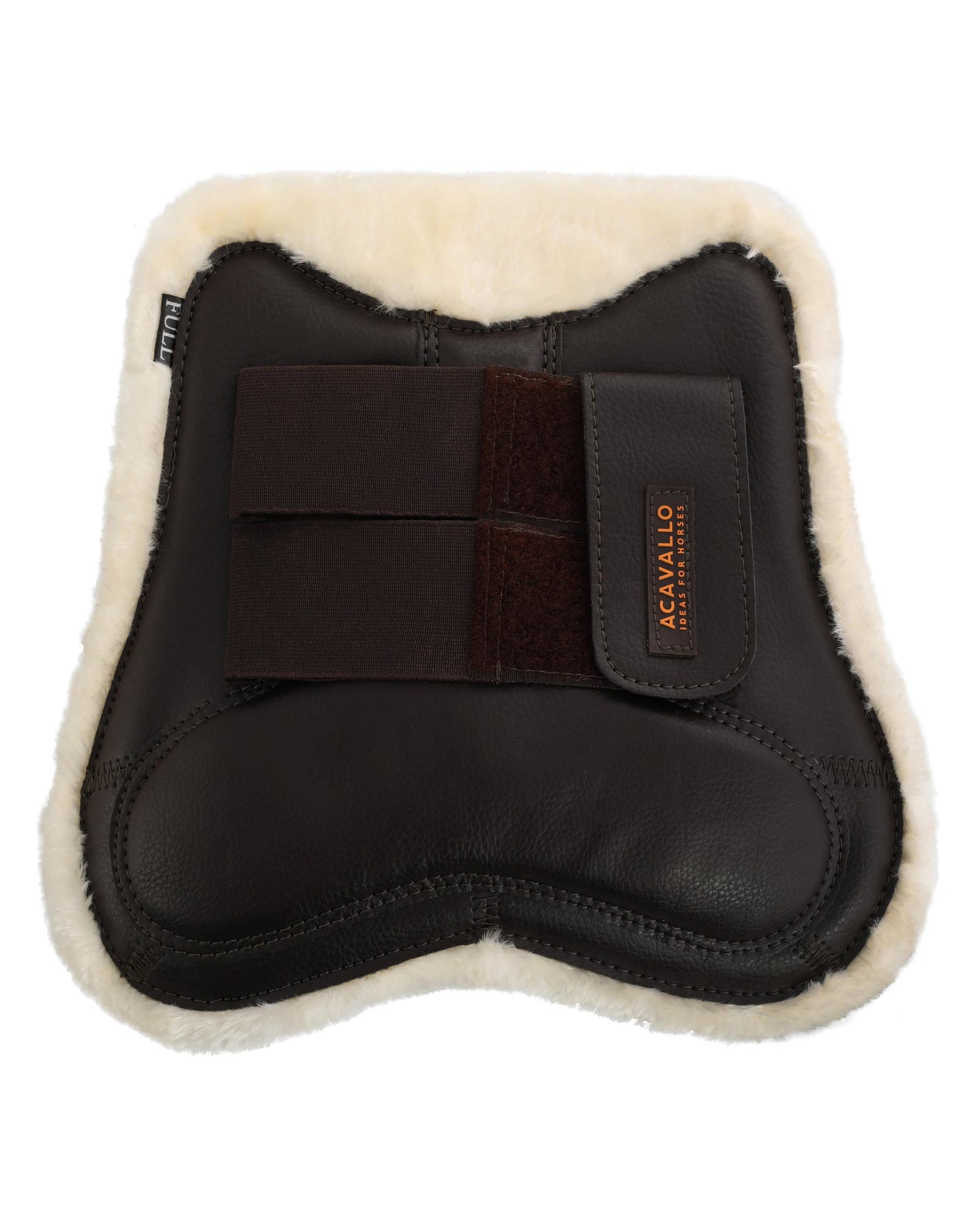 Acavallo Jumping Tendon Boots Faux Sheepskin & Hook-And-Loop Closure Brown