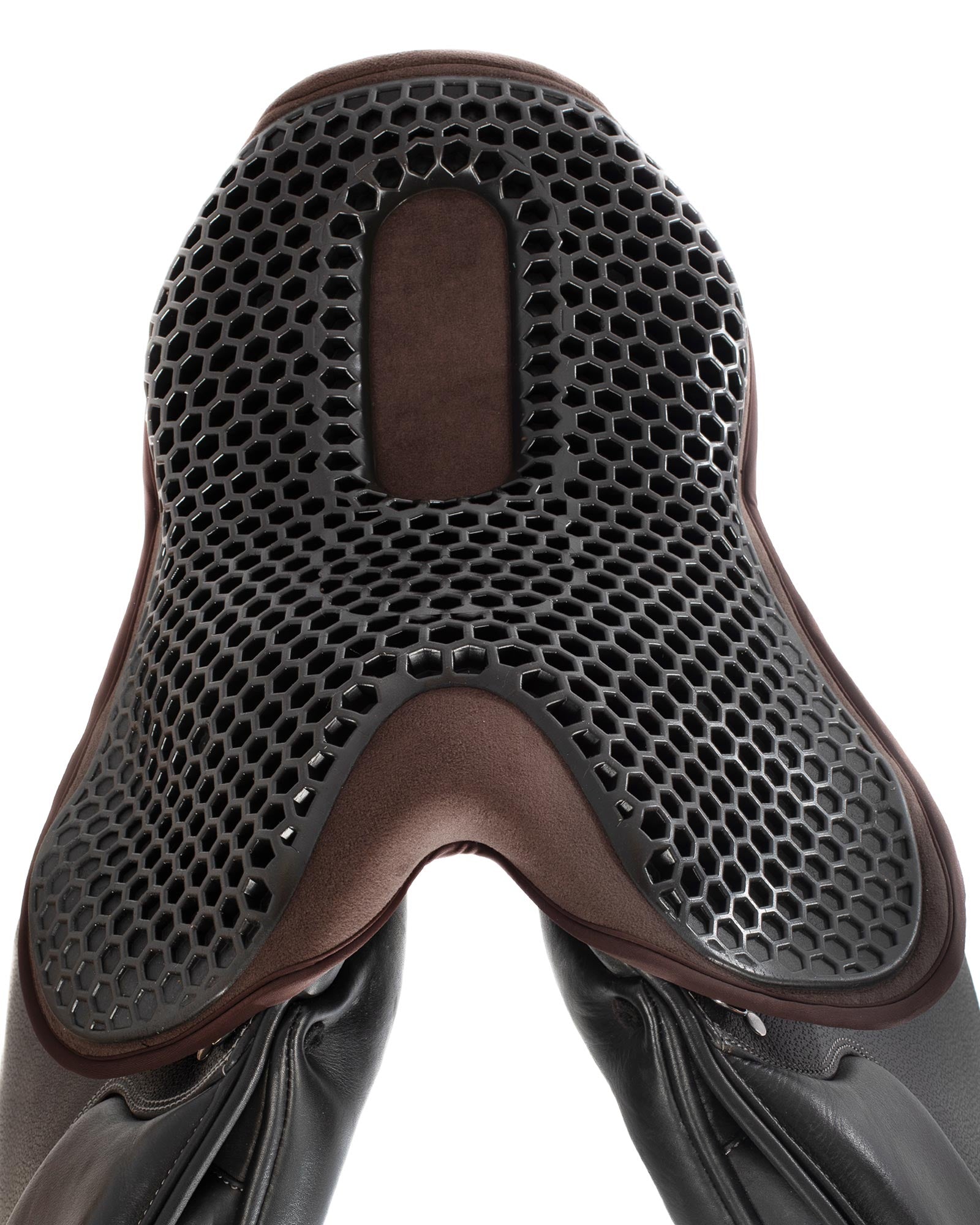 Acavallo Ortho-Coccyx Seat Saver Jumping Hexagonal Gel-Out Dri-Lex 20mm Brown