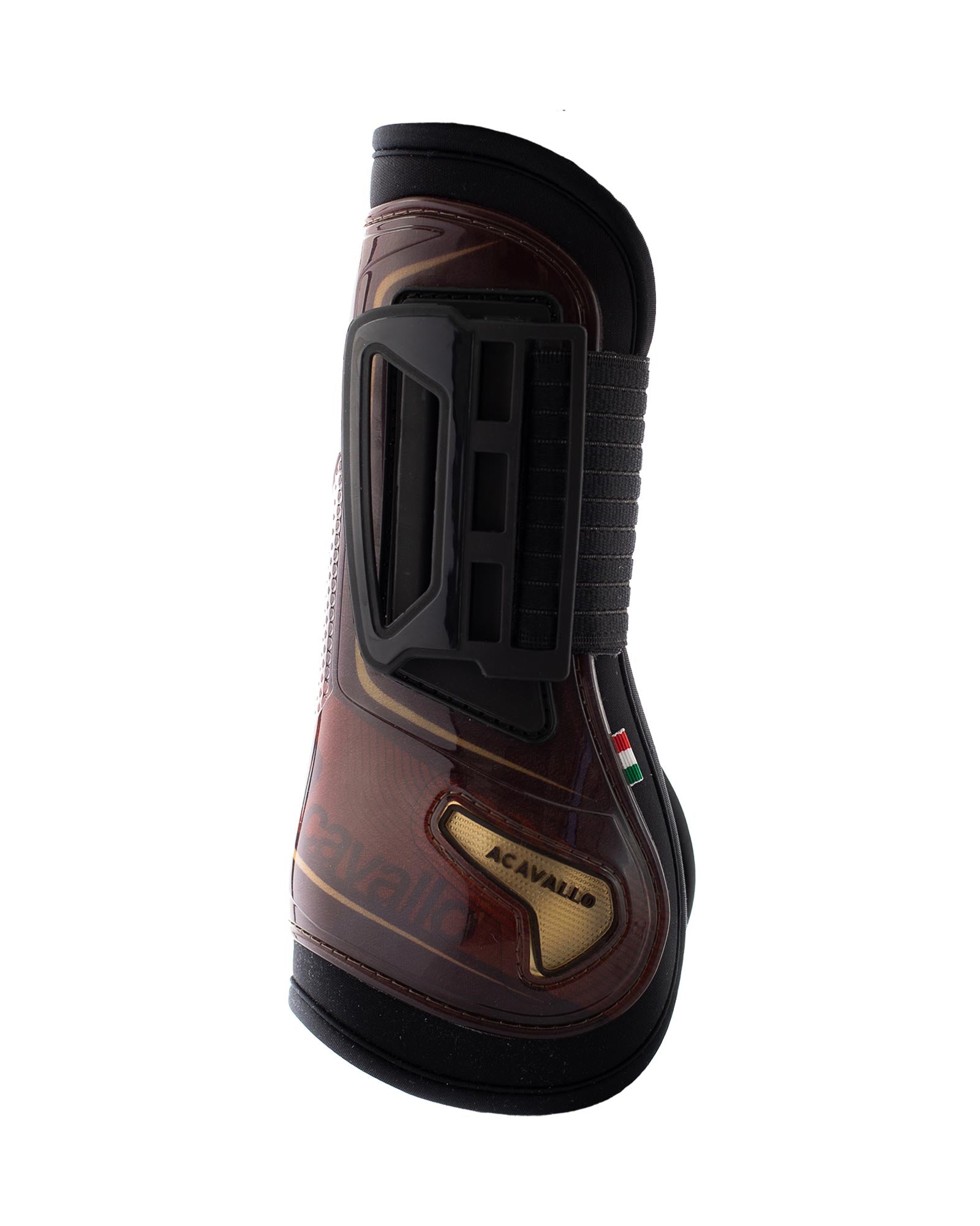 Acavallo Opera Gel Tendon Boots E-Click Fastening Brown/Titanium Gold