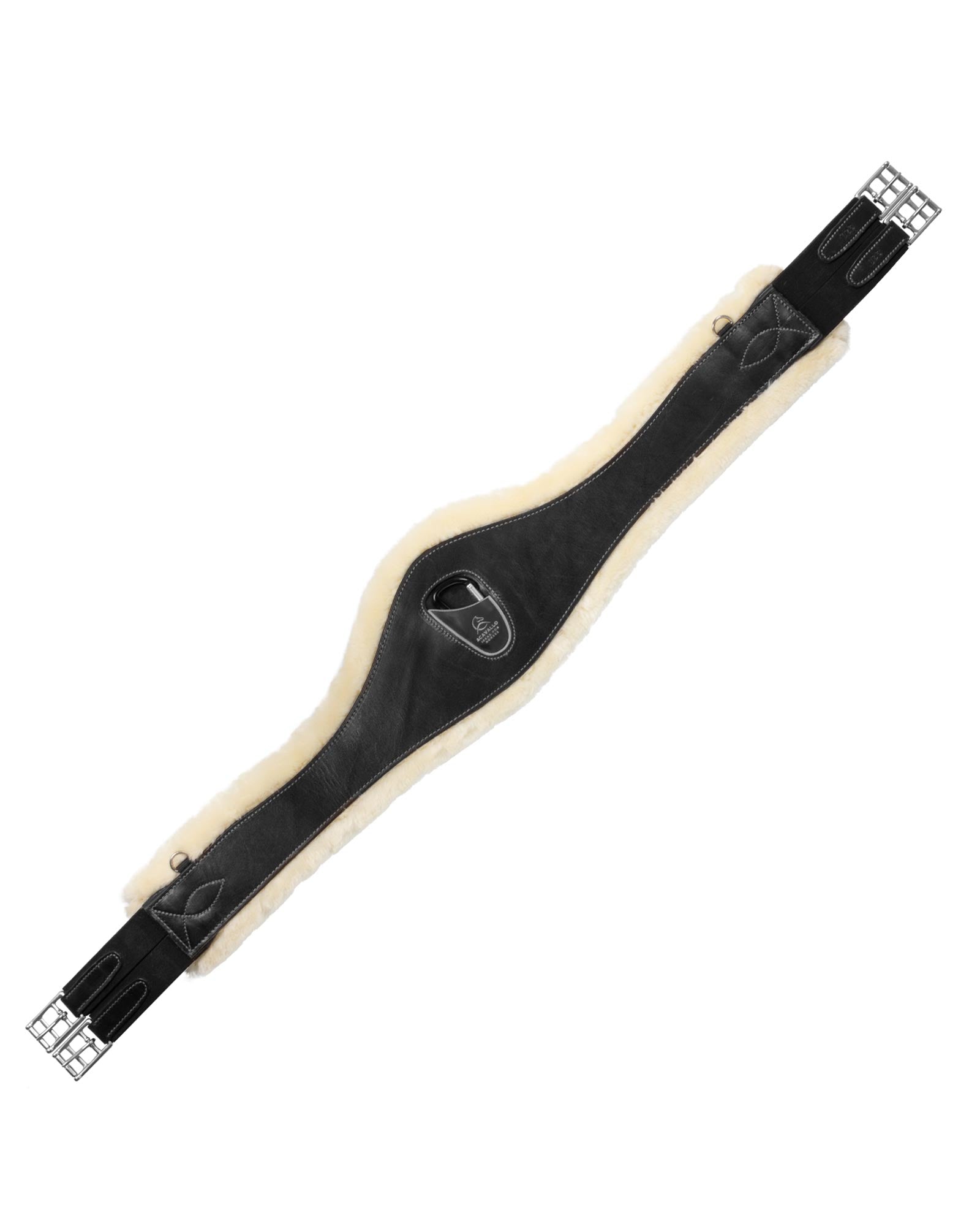 Acavallo Jumping Girth Leather & Removable Faux Sheepskin Black