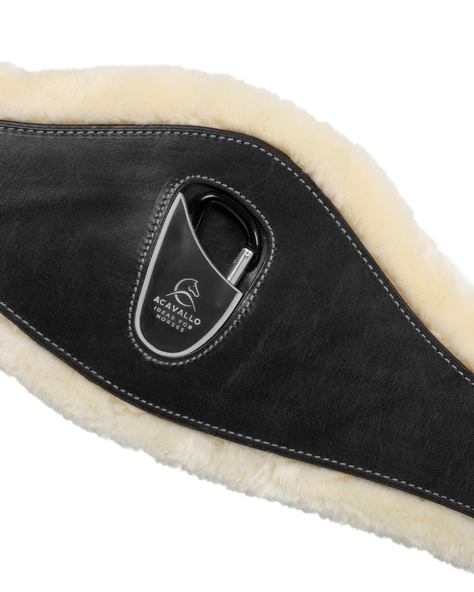 Acavallo Jumping Girth Leather & Removable Faux Sheepskin Black