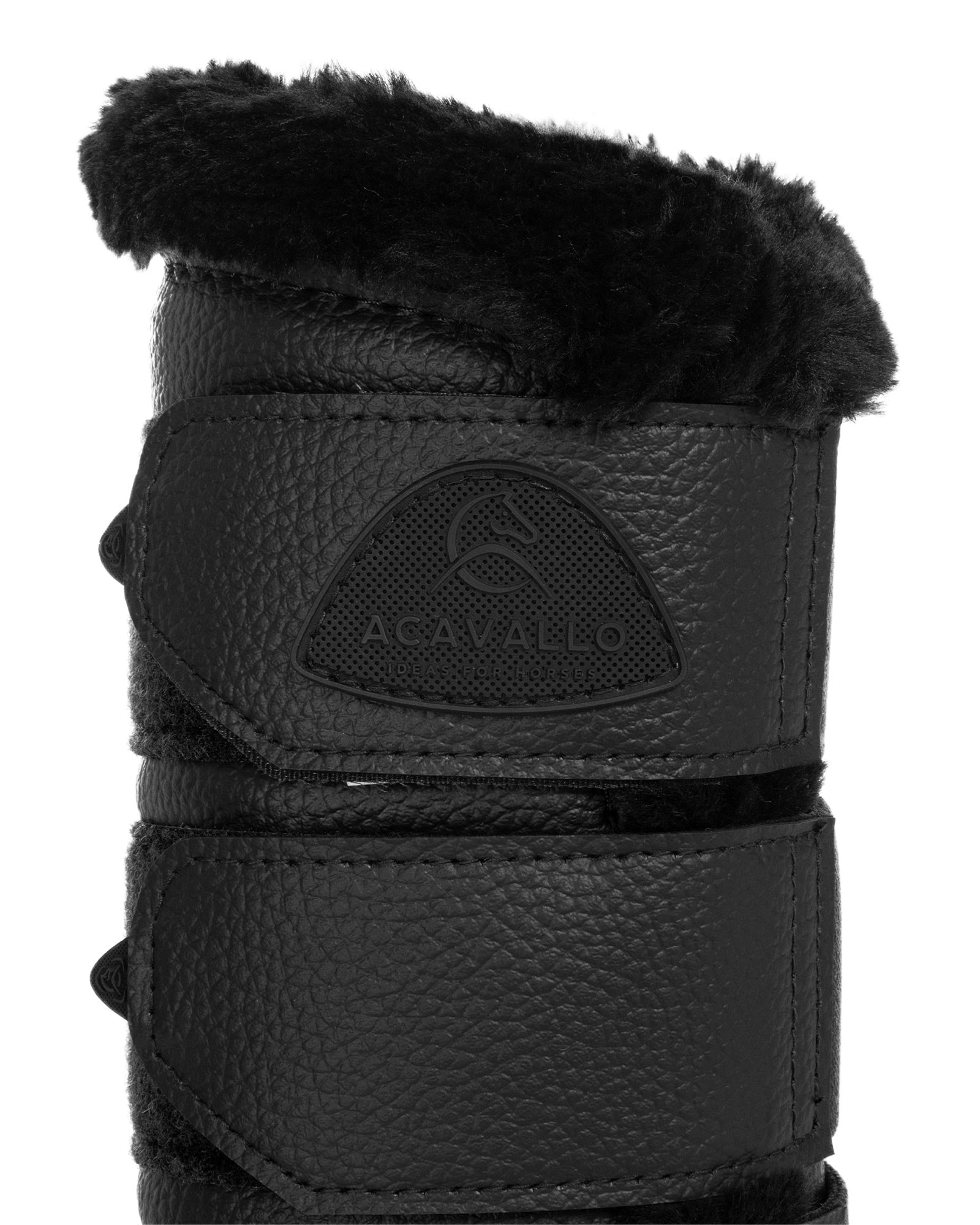 Acavallo Hind Brushing Boots Faux Leather & Faux Sheepskin Black