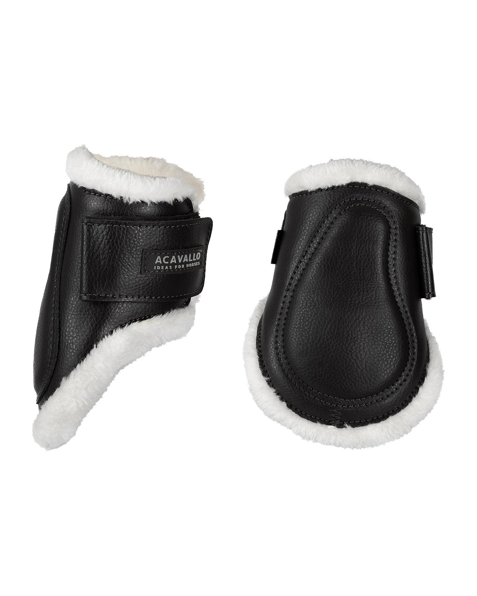 Acavallo Jumping Fetlock Boots Faux Sheepskin & Hook-And-Loop Closure Black