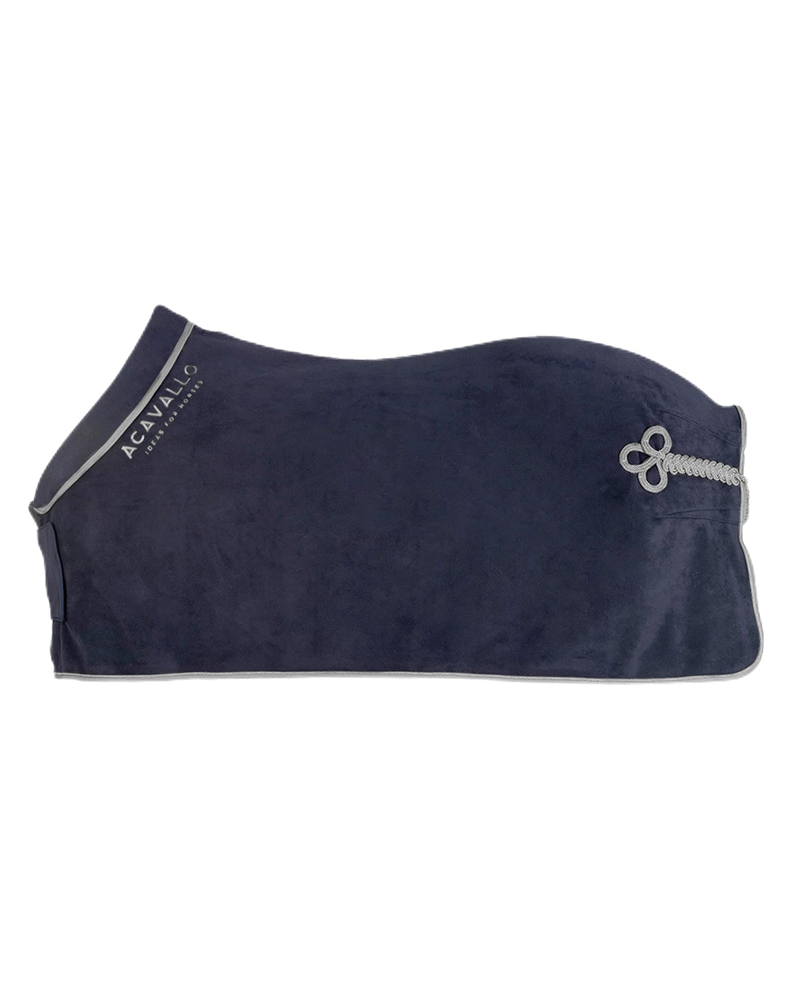 Acavallo Fleece Stable Rug Padded Collar 800G Navy/Grey